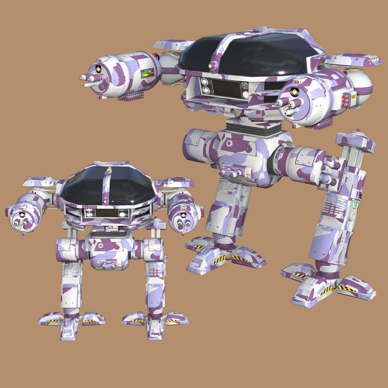 CAMO-COOL MILITARY-3 Styles for Defence Mech 58 in Poser and Daz Studio by N/A