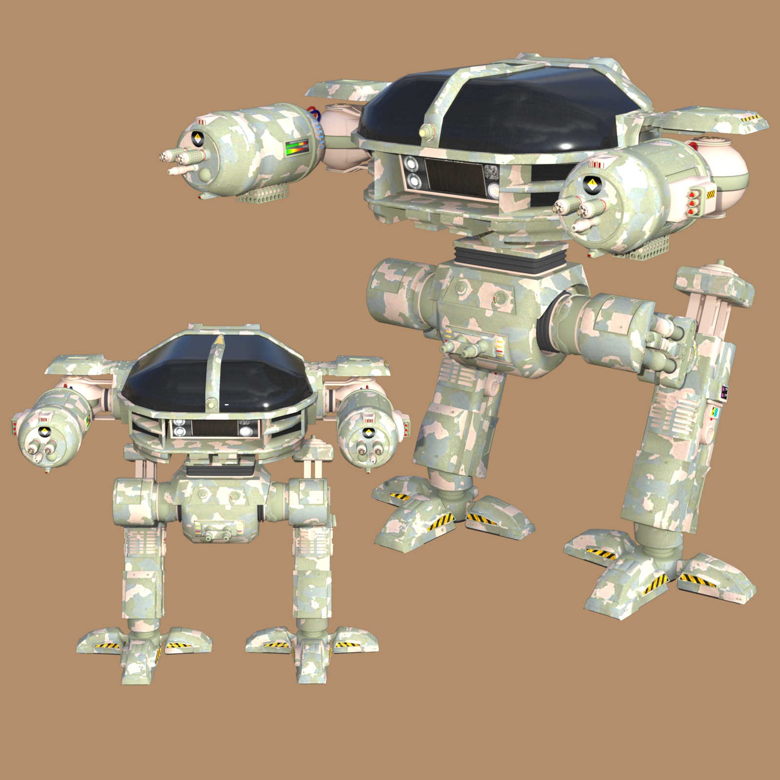 CAMO-COOL MILITARY-3 Styles for Defence Mech 58 in Poser and Daz Studio by N/A
