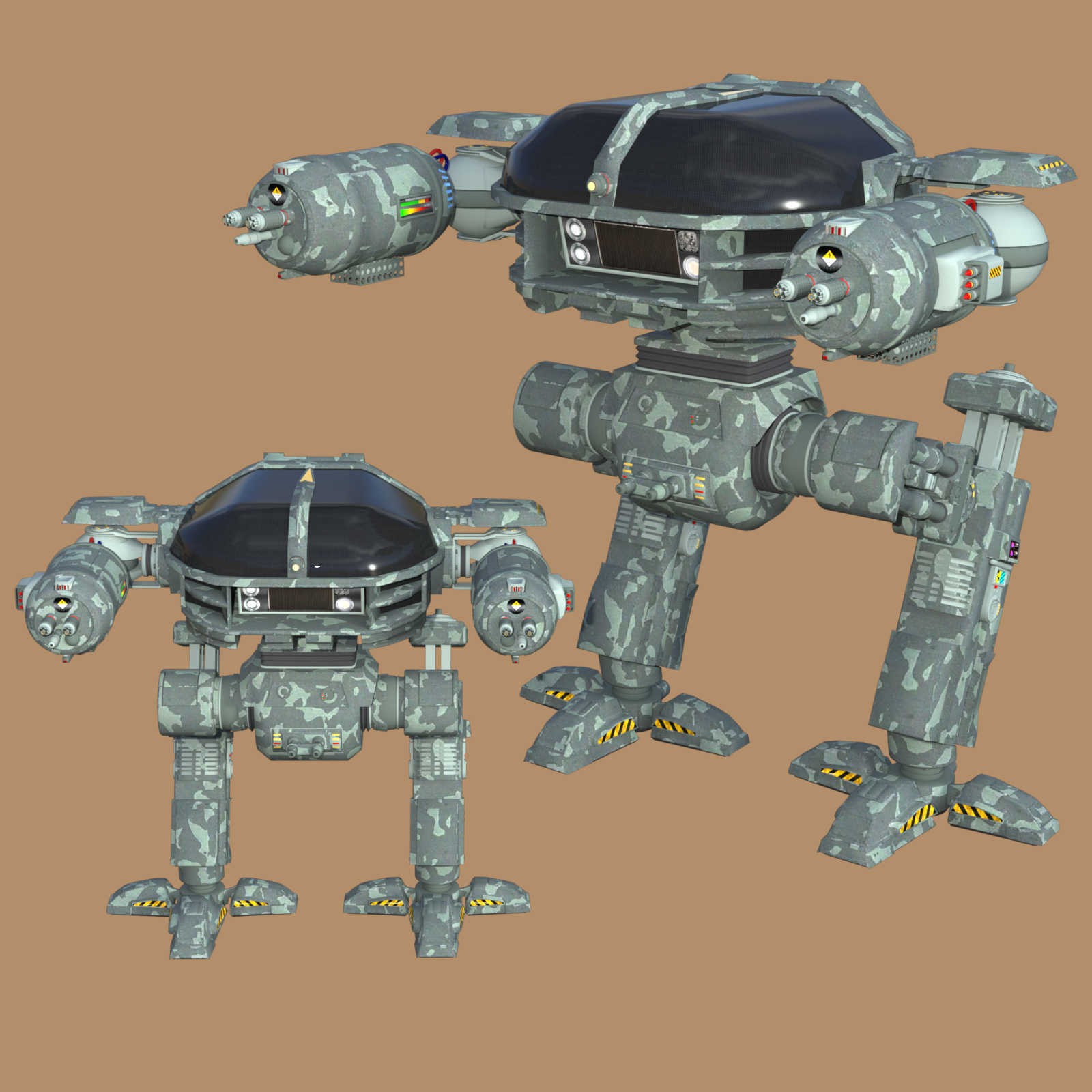 CAMO-COOL MILITARY-3 Styles for Defence Mech 58 in Poser and Daz Studio by N/A