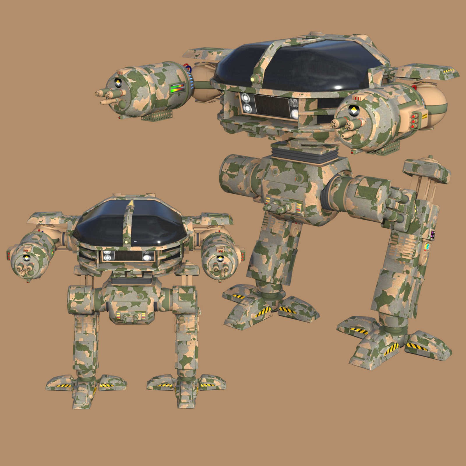 CAMO-COOL MILITARY-3 Styles for Defence Mech 58 in Poser and Daz Studio by N/A