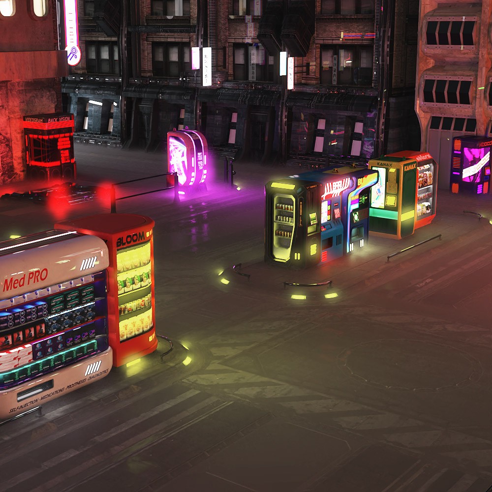 Animated Cyberpunk Vending Machines for Daz Studio by N/A