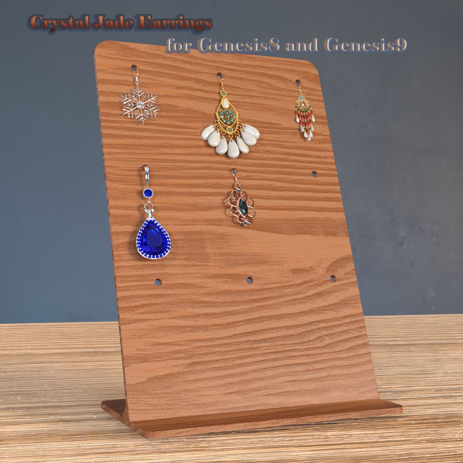 Crystal Jade Earrings for Genesis8 and Genesis9 by N/A