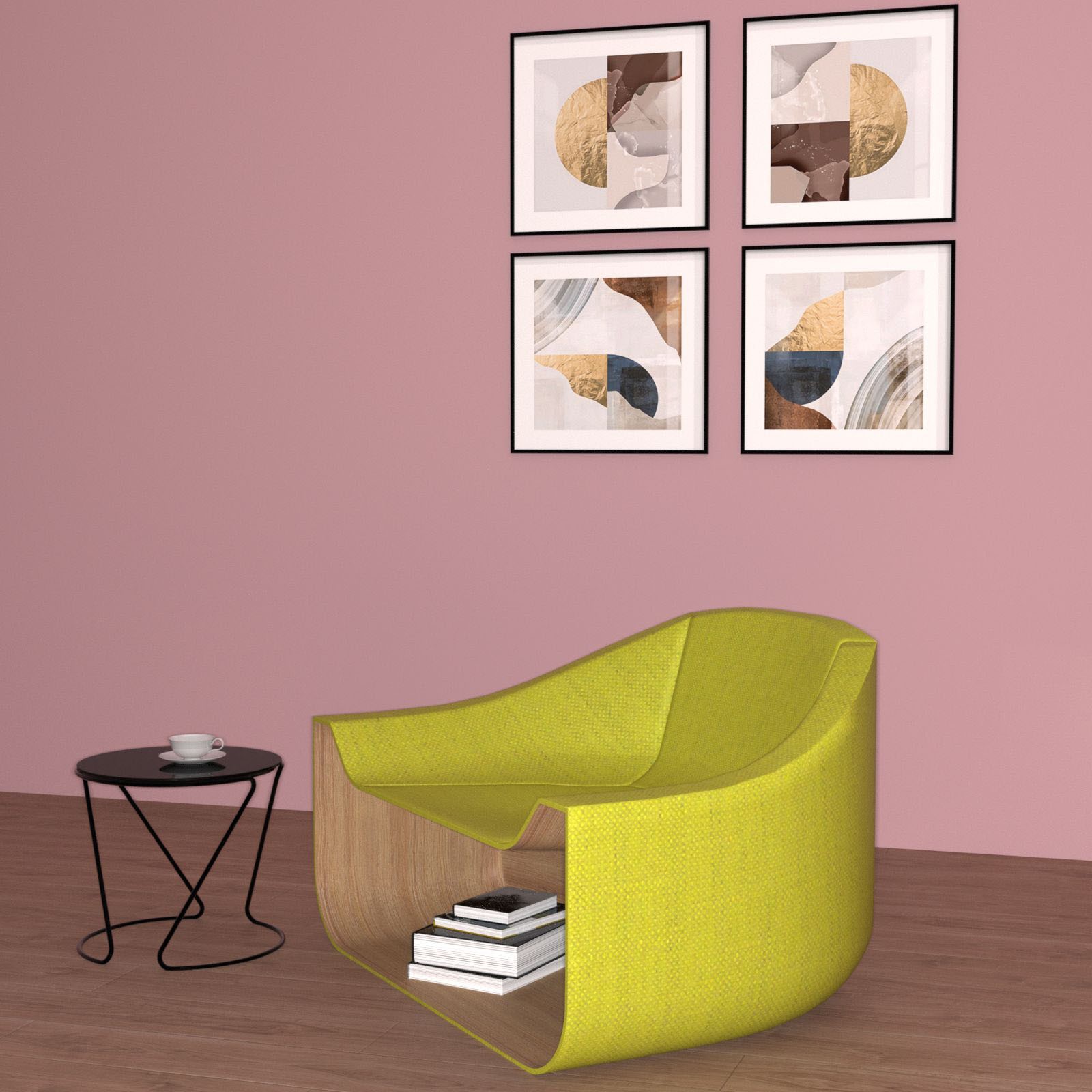 Armchair with storage cabinet by N/A