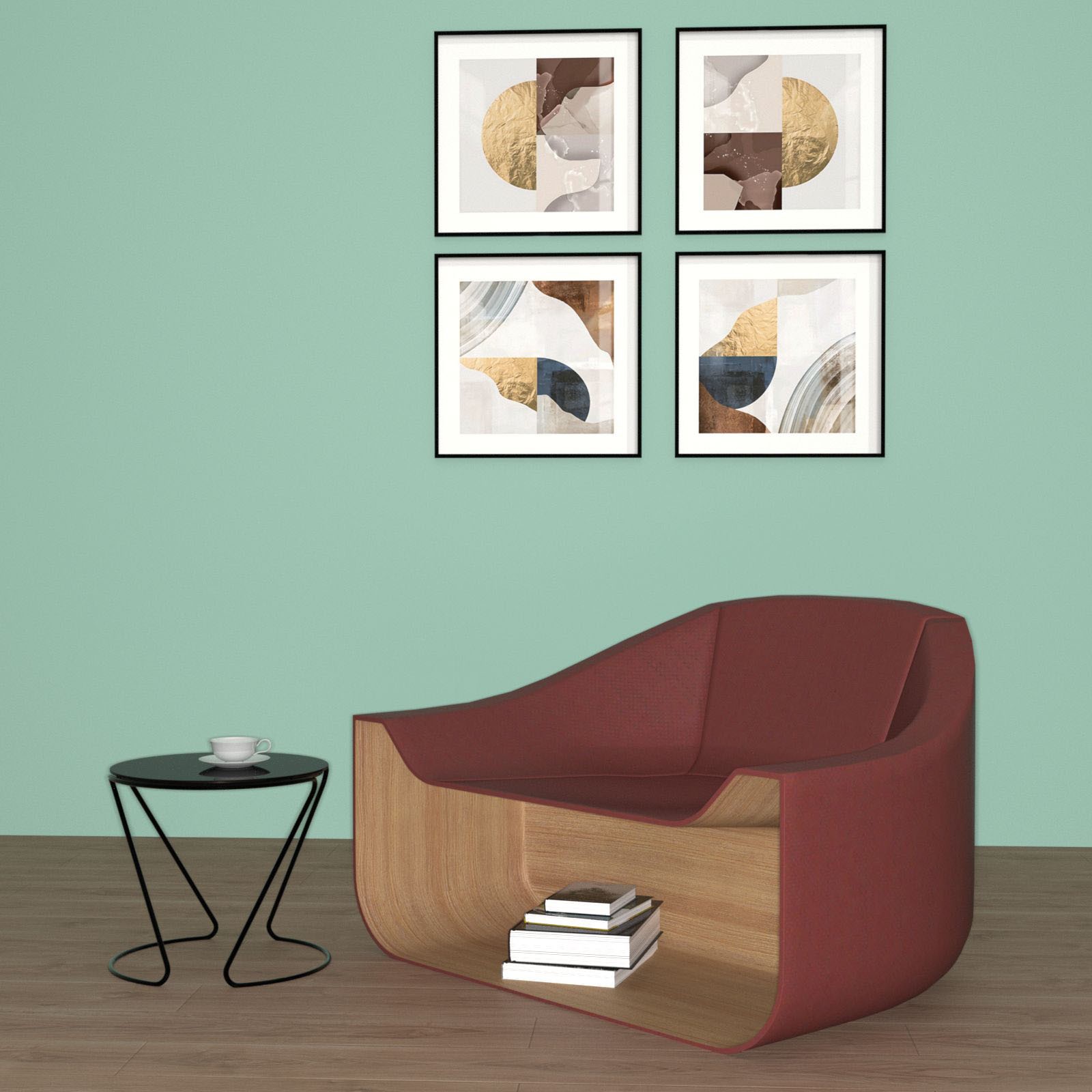 Armchair with storage cabinet by N/A