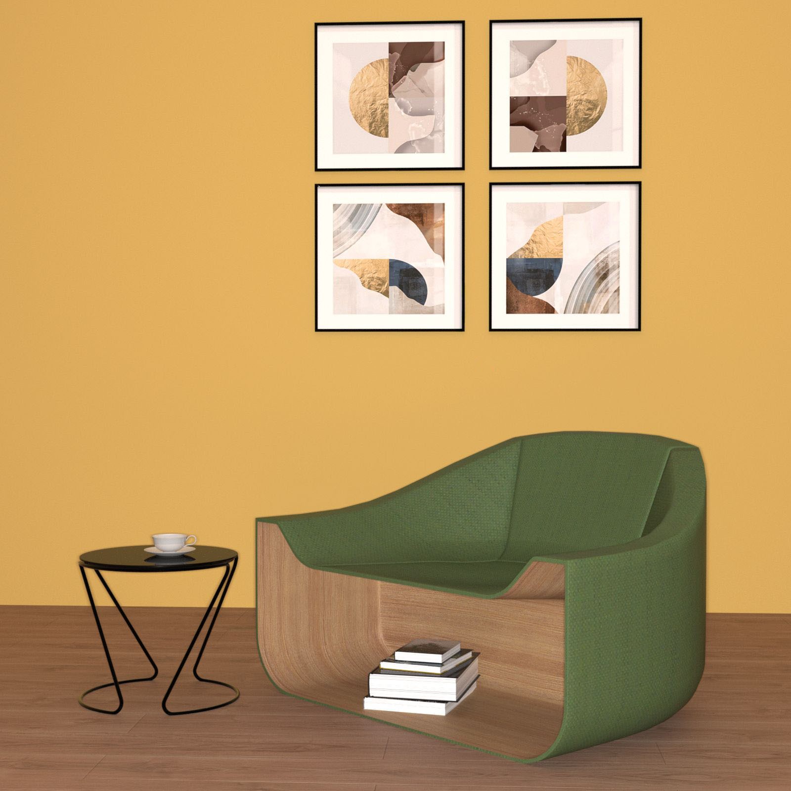Armchair with storage cabinet by N/A
