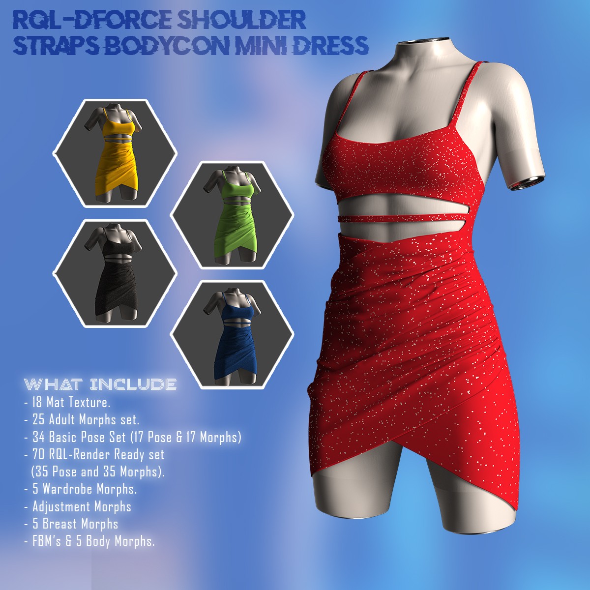 RQL-dForce Shoulder Straps Bodycon Mini Dress G8F & G8.1 by N/A