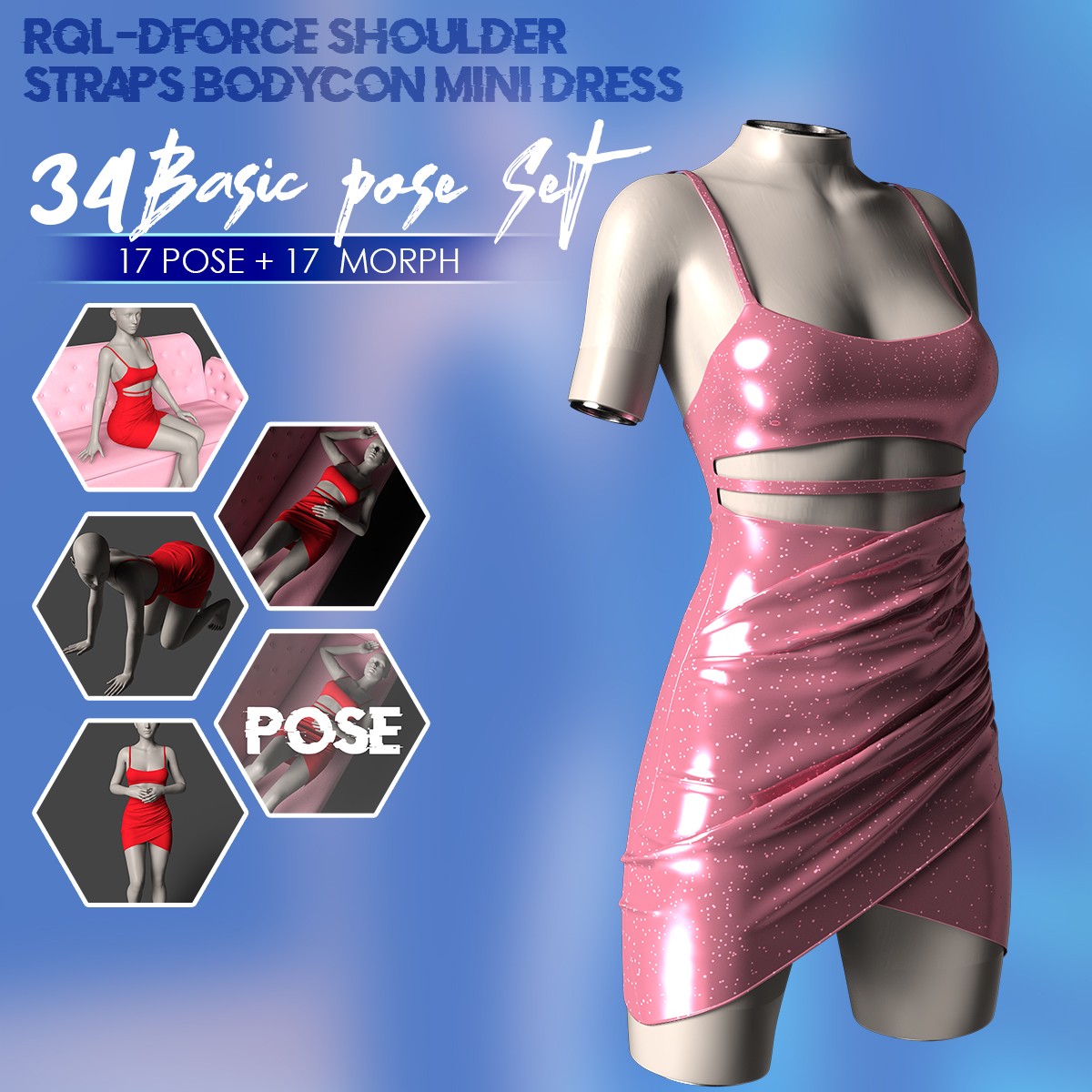 RQL-dForce Shoulder Straps Bodycon Mini Dress G8F & G8.1 by N/A
