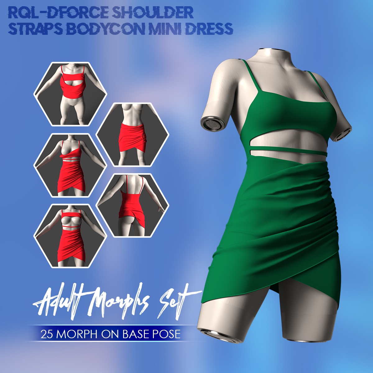RQL-dForce Shoulder Straps Bodycon Mini Dress G8F & G8.1 by N/A