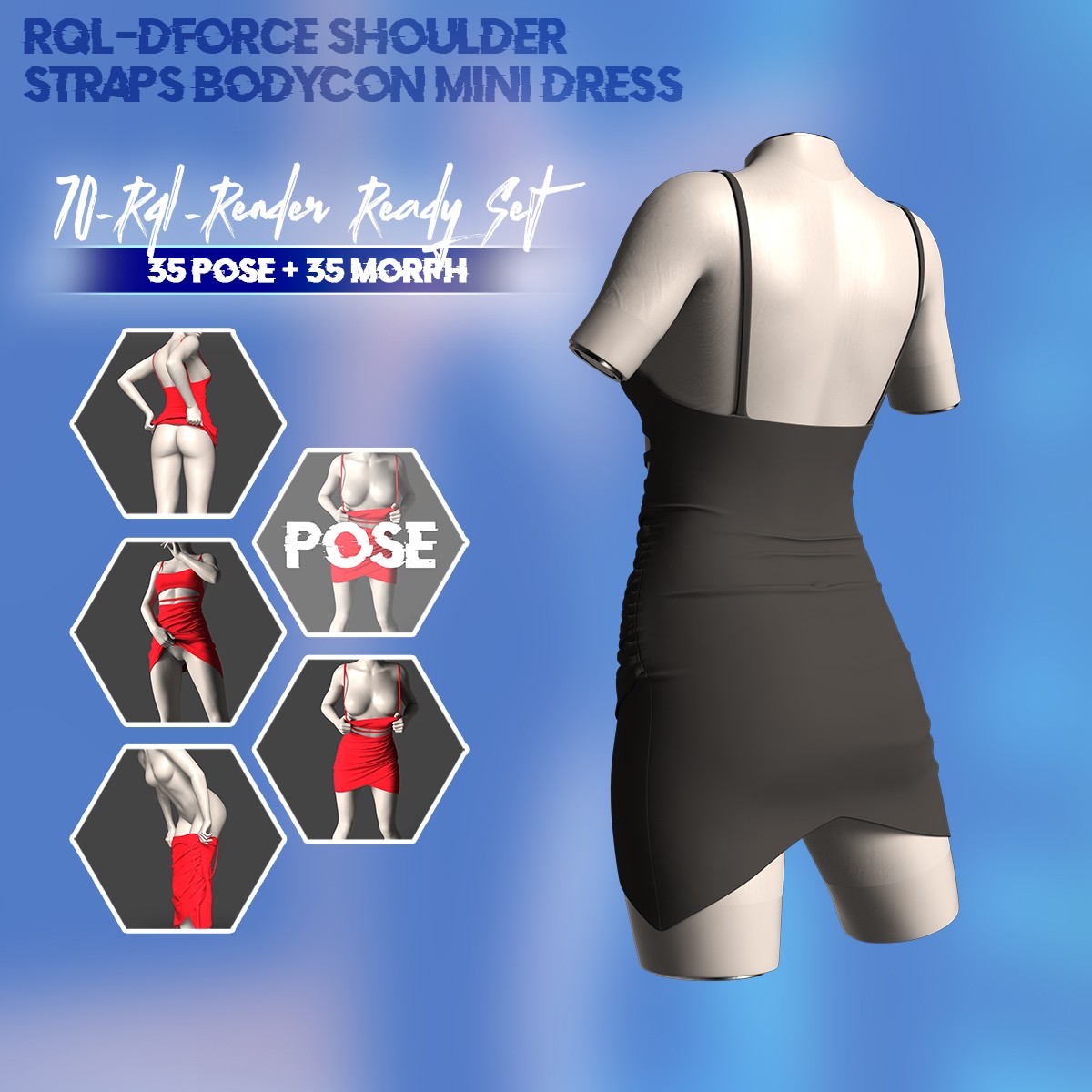 RQL-dForce Shoulder Straps Bodycon Mini Dress G8F & G8.1 by N/A