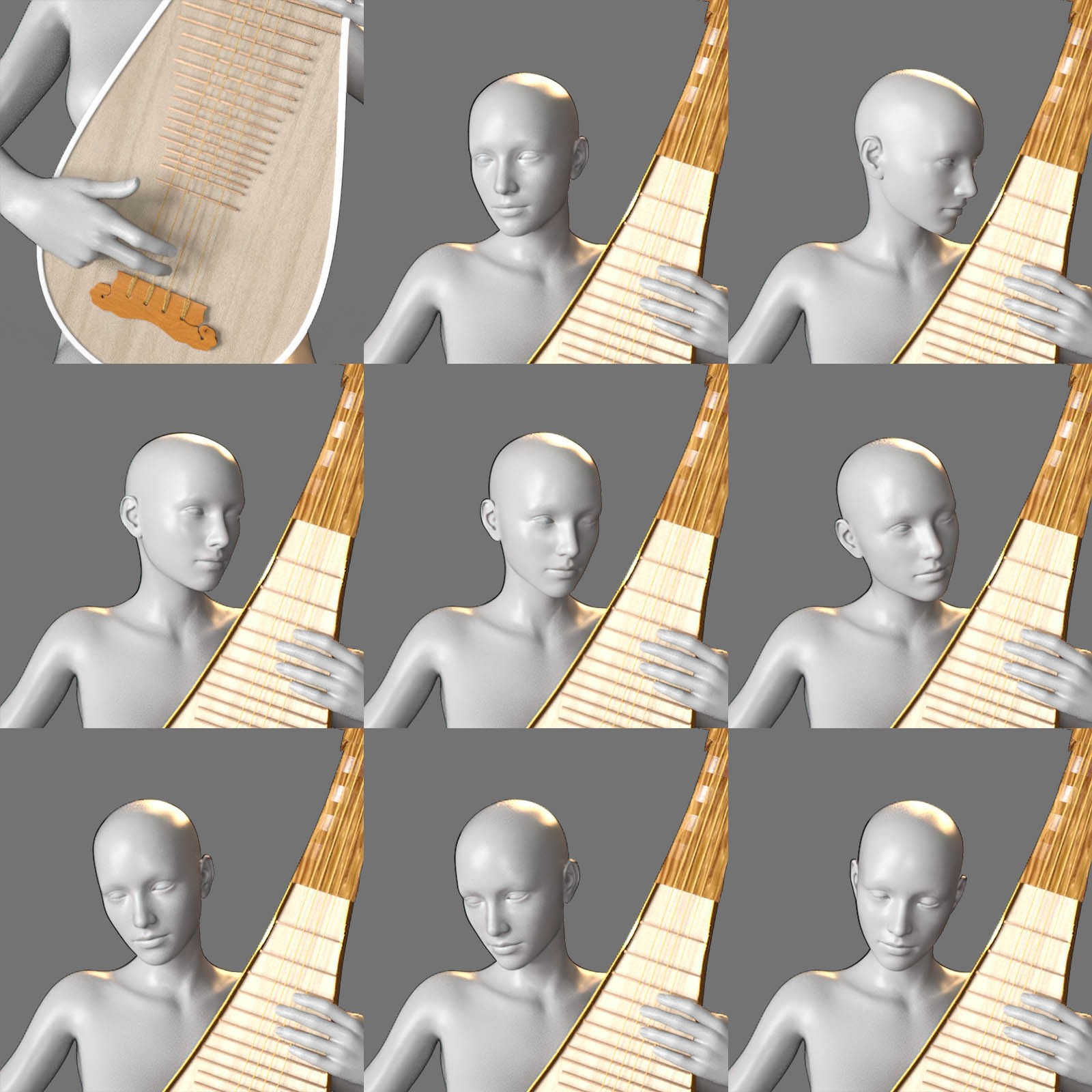 Lute Poses for Genesis8 and Genesis9 by N/A