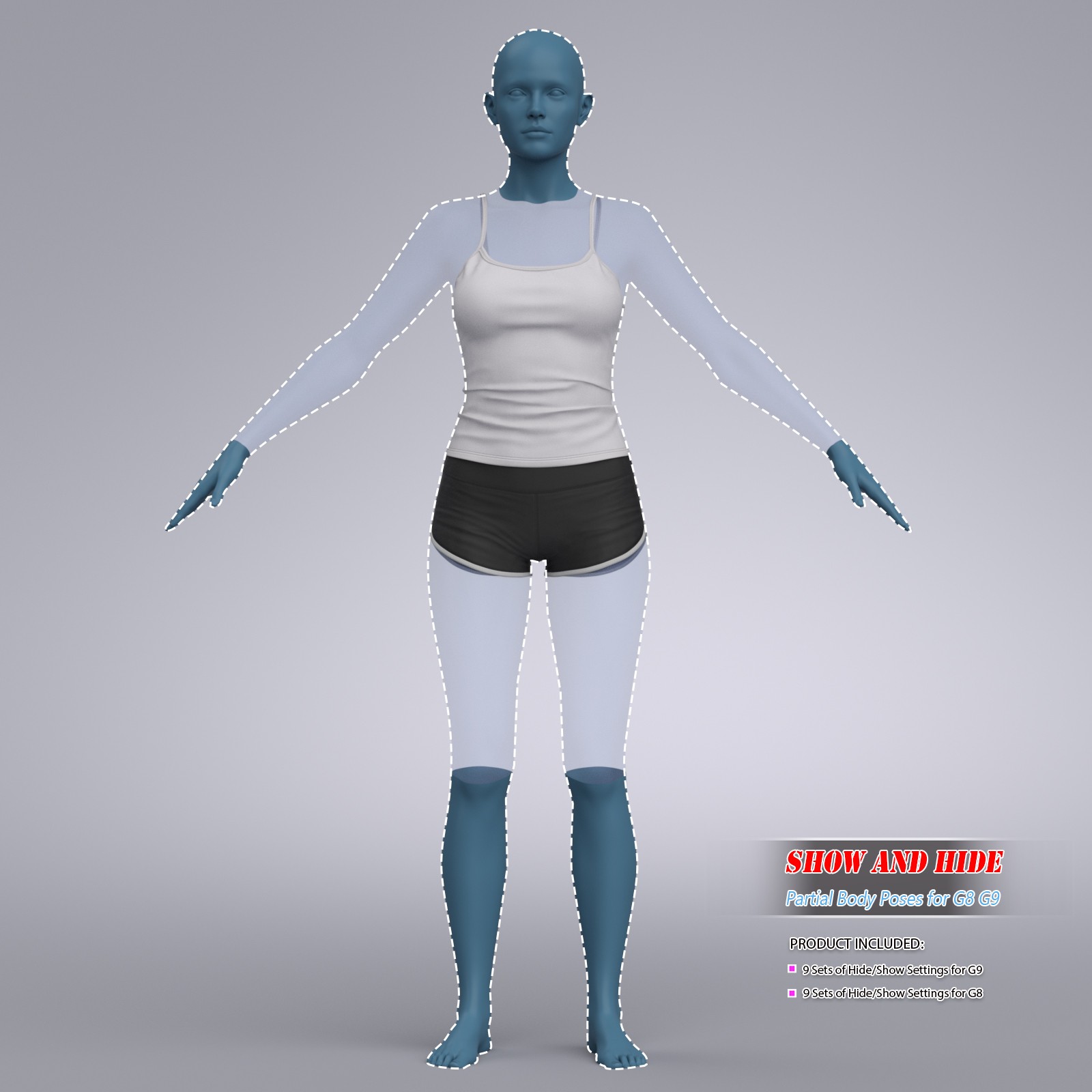 Show and Hide Partial Body Poses for G8 G9 by N/A