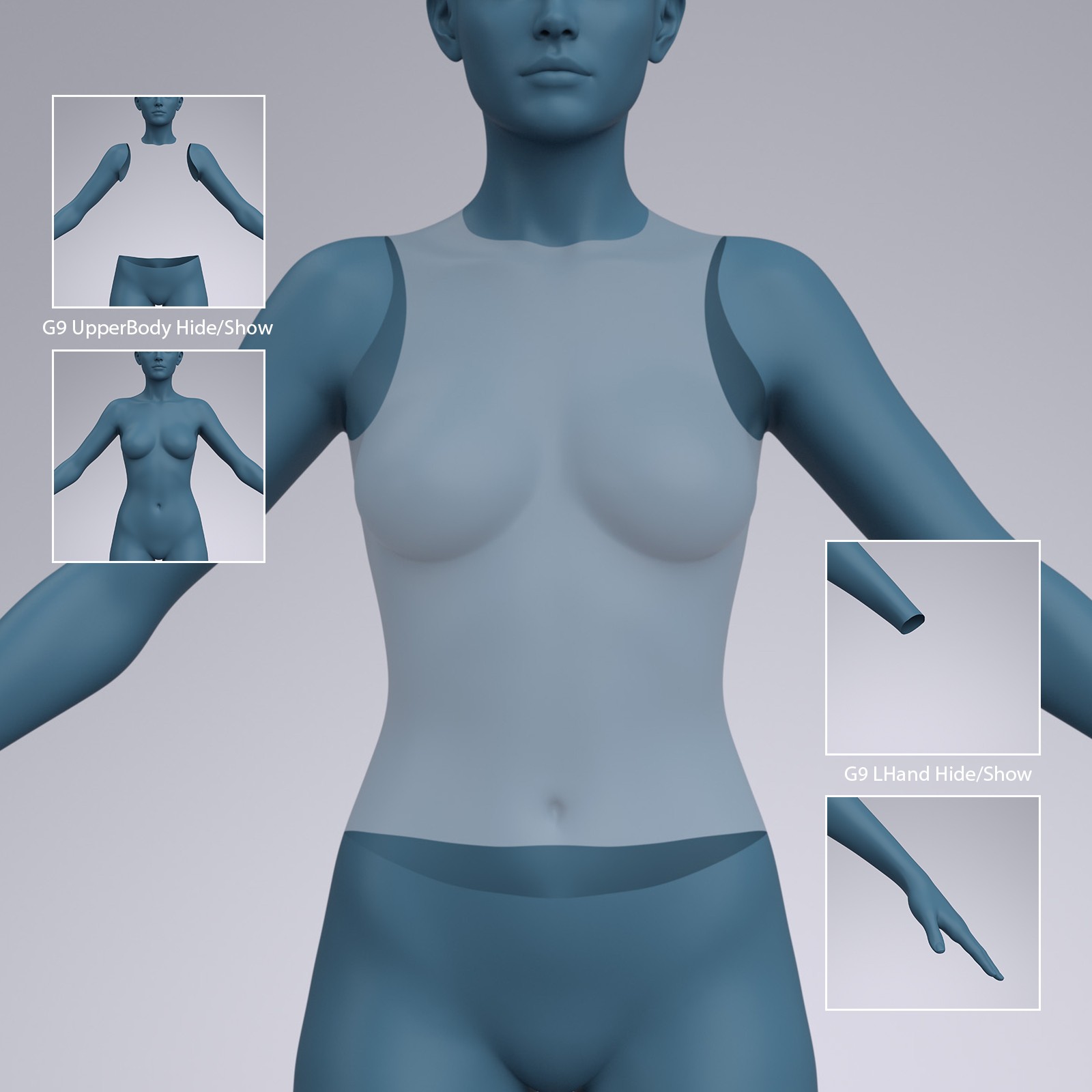 Show and Hide Partial Body Poses for G8 G9 by N/A