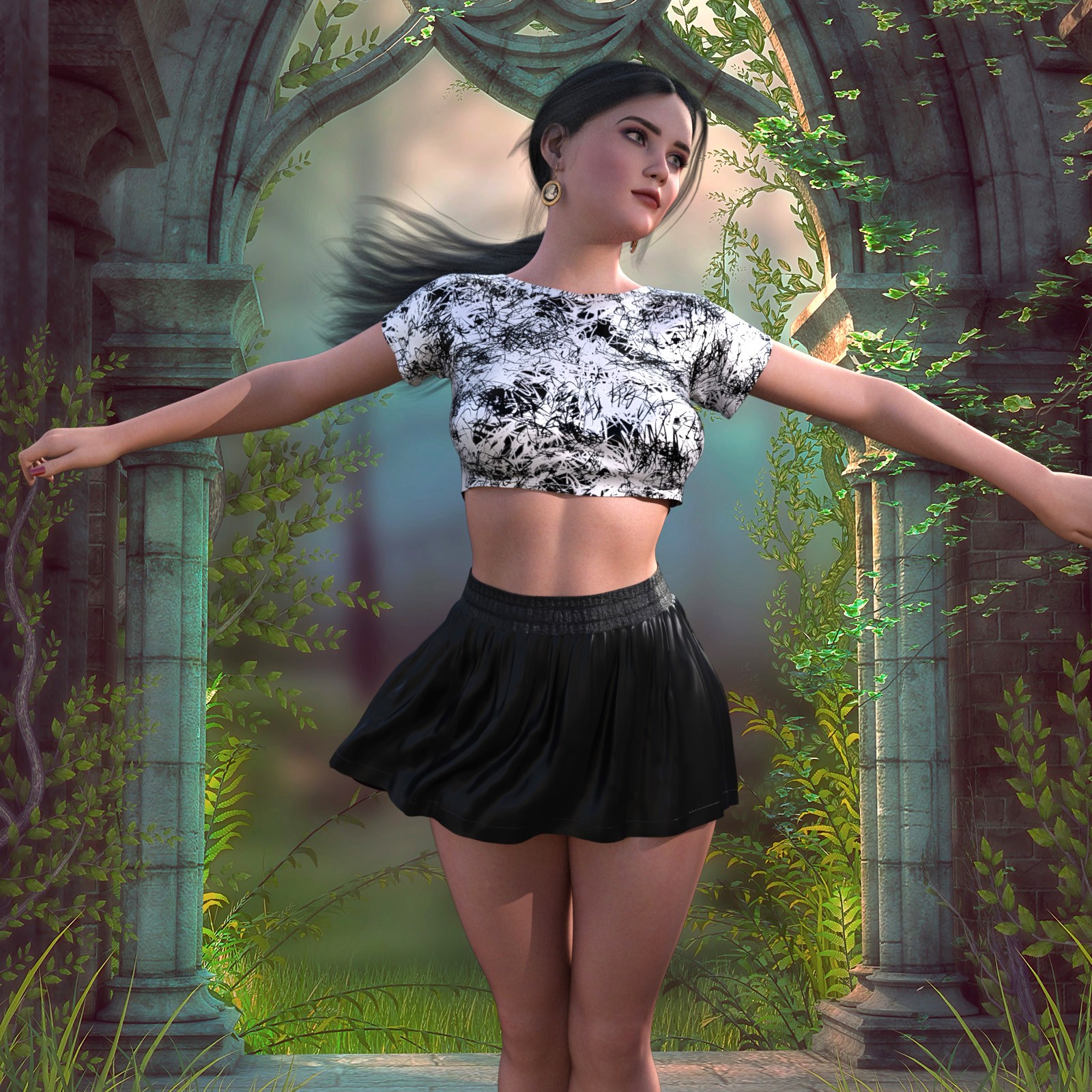 LWP Punky for dForce Crop Top and Skirt for G8xF by N/A