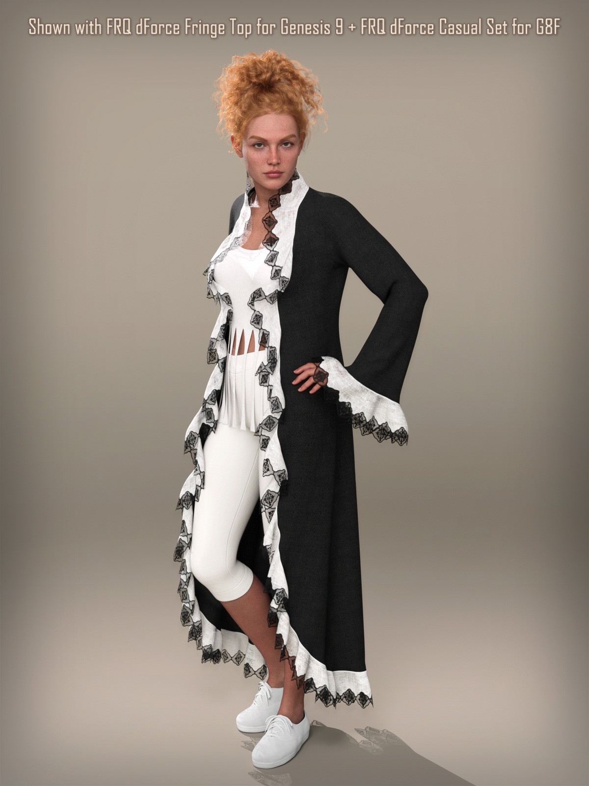 FRQ dForce: Frilly Coat for Genesis 9 by N/A