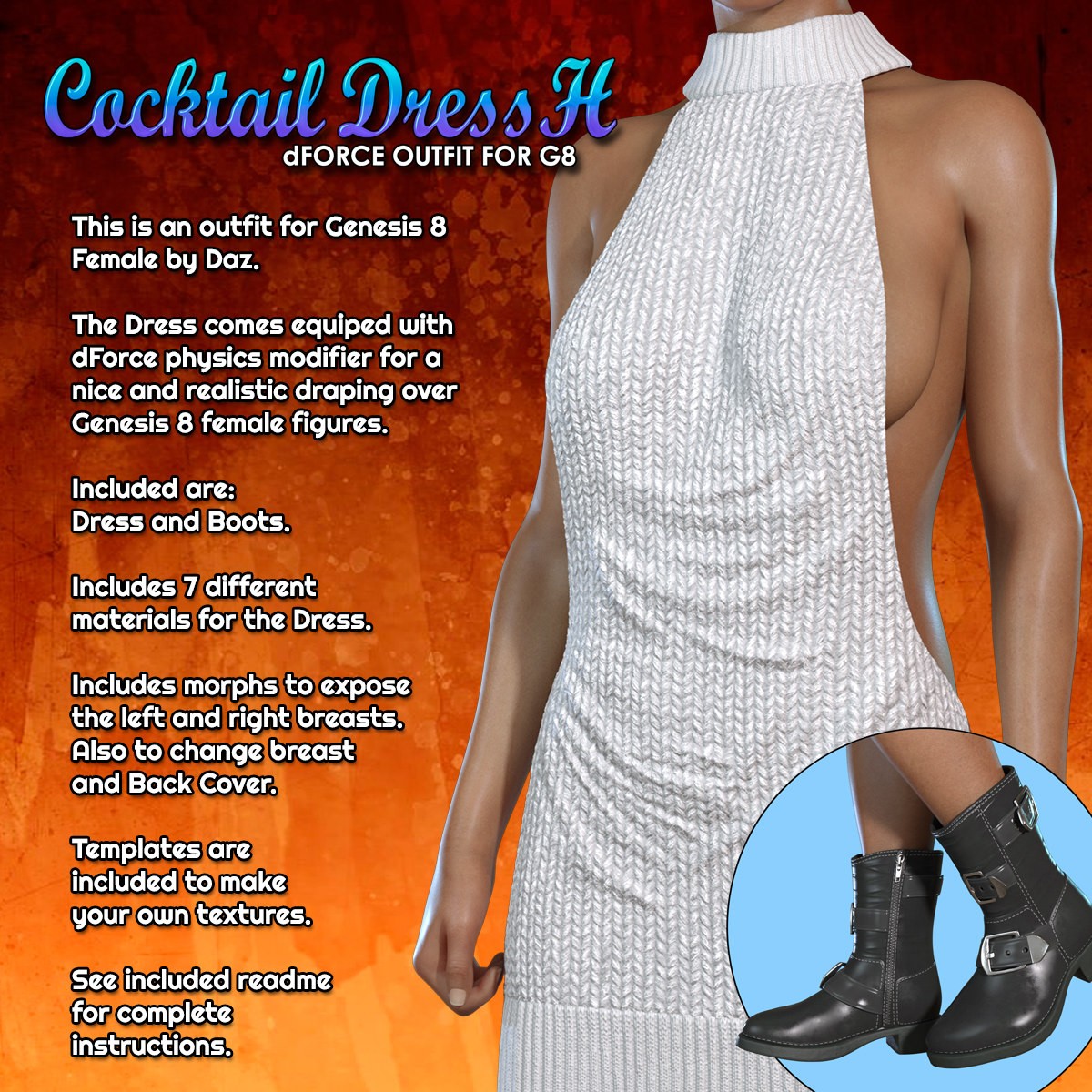 Exnem dForce Cocktail Dress H for Genesis 8 Female by N/A