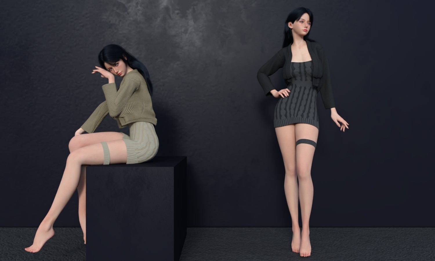 MG-Knit Cardigan & Dress G9 G8F dForce by N/A