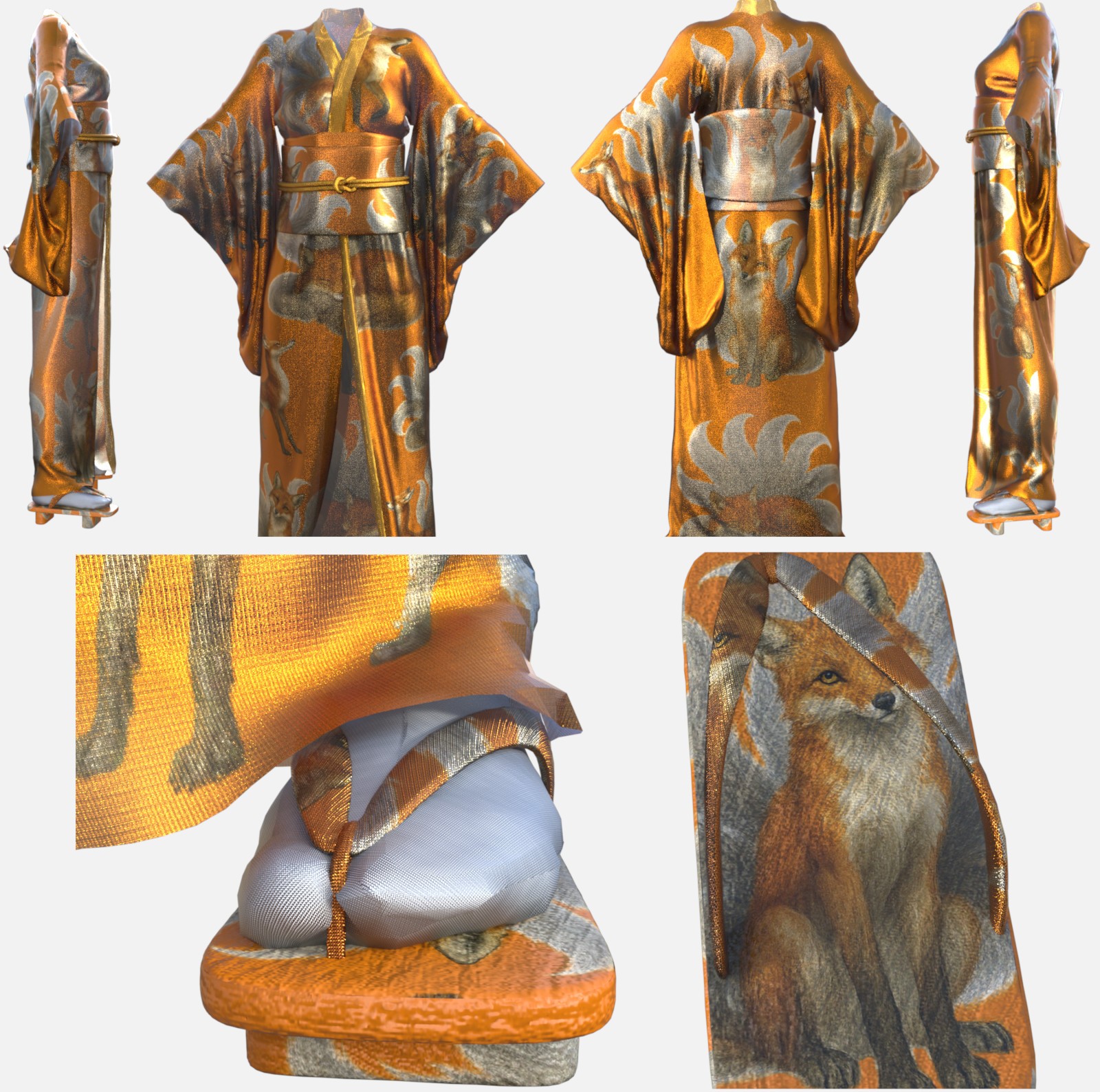 Japan Mythical Creature dForce Kimono Outfit Texture Add-ons by N/A