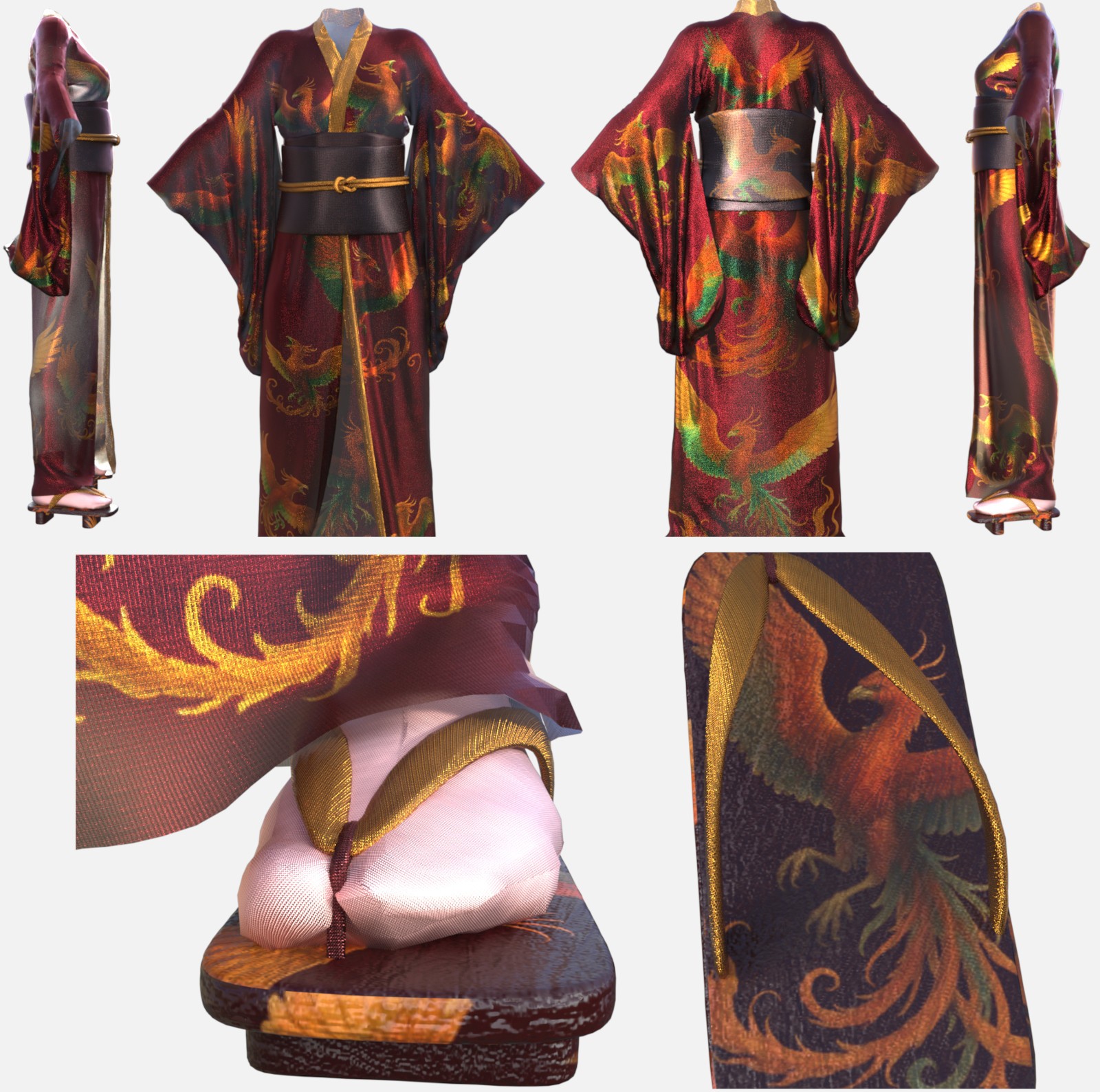 Japan Mythical Creature dForce Kimono Outfit Texture Add-ons by N/A