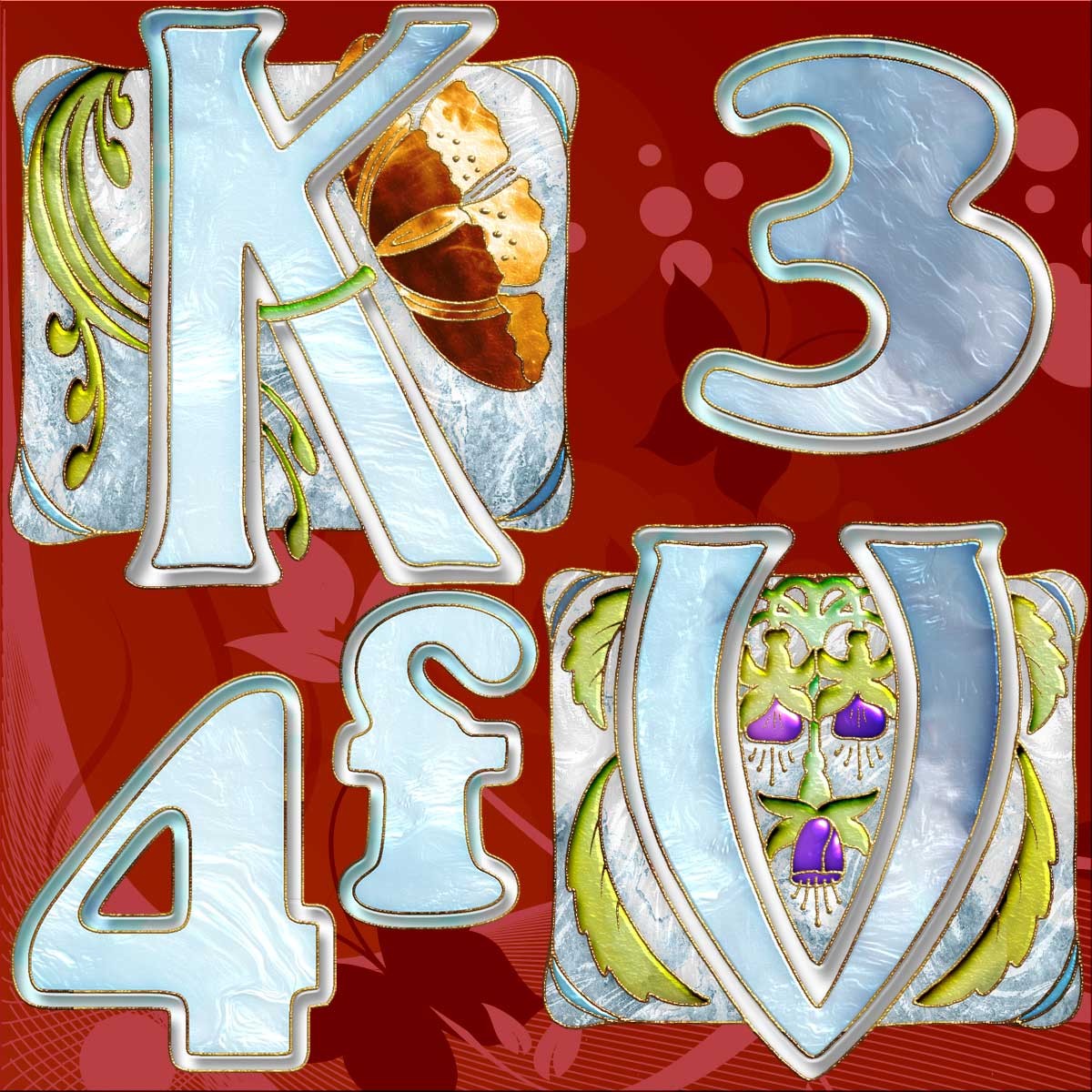 Harvest Moons Art Nouveau Letters by N/A