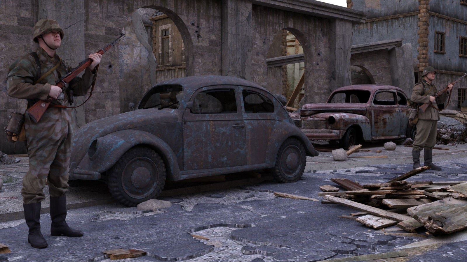 WW2 Town Ruins for DAZ by N/A