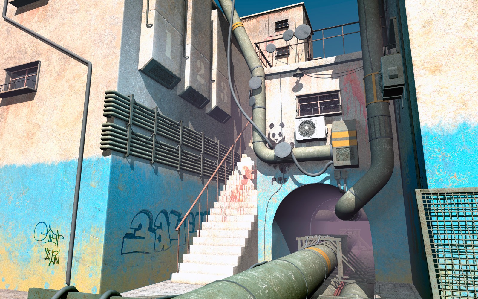 Courtyard with pipes for Daz Studio by N/A