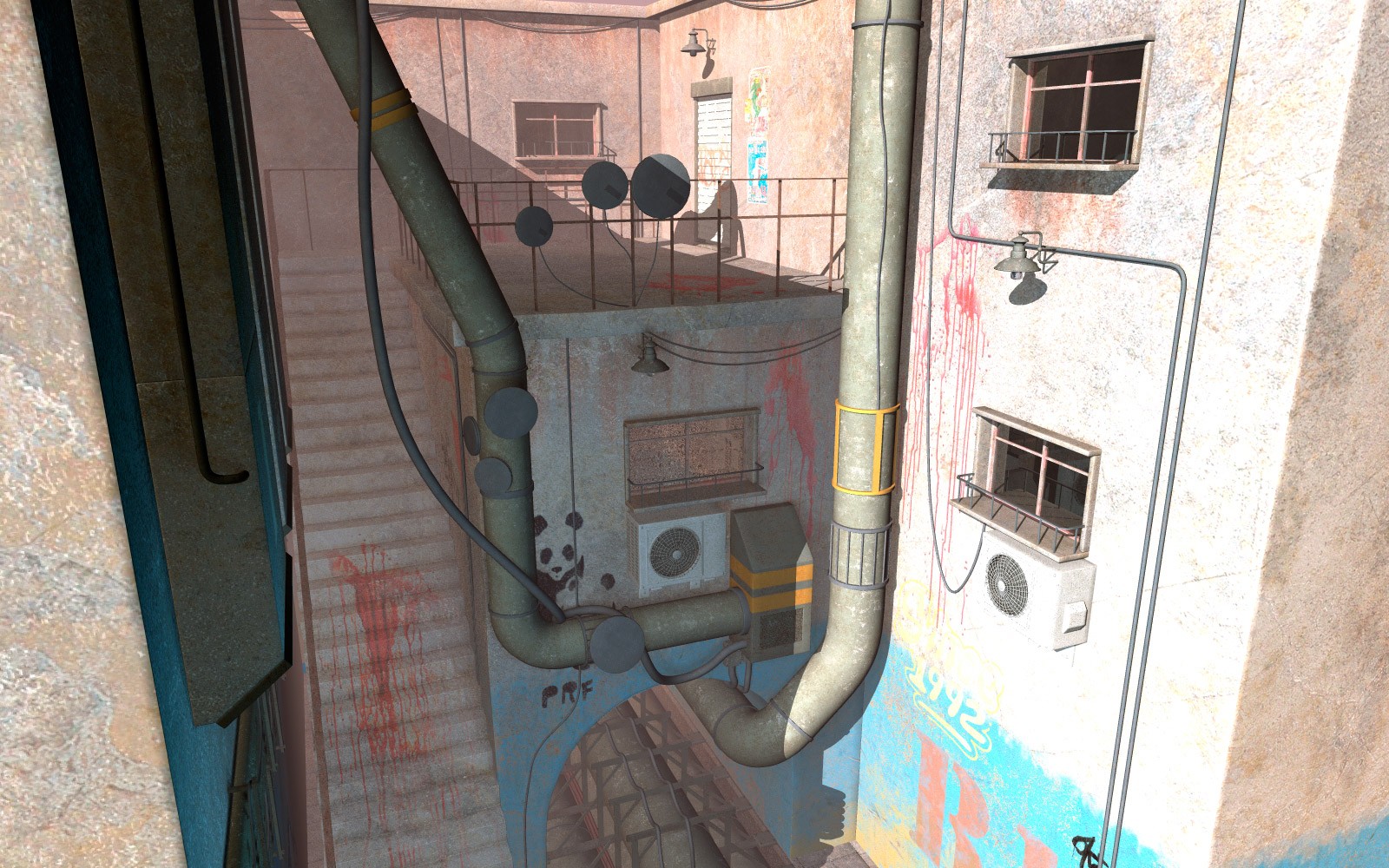 Courtyard with pipes for Daz Studio by N/A