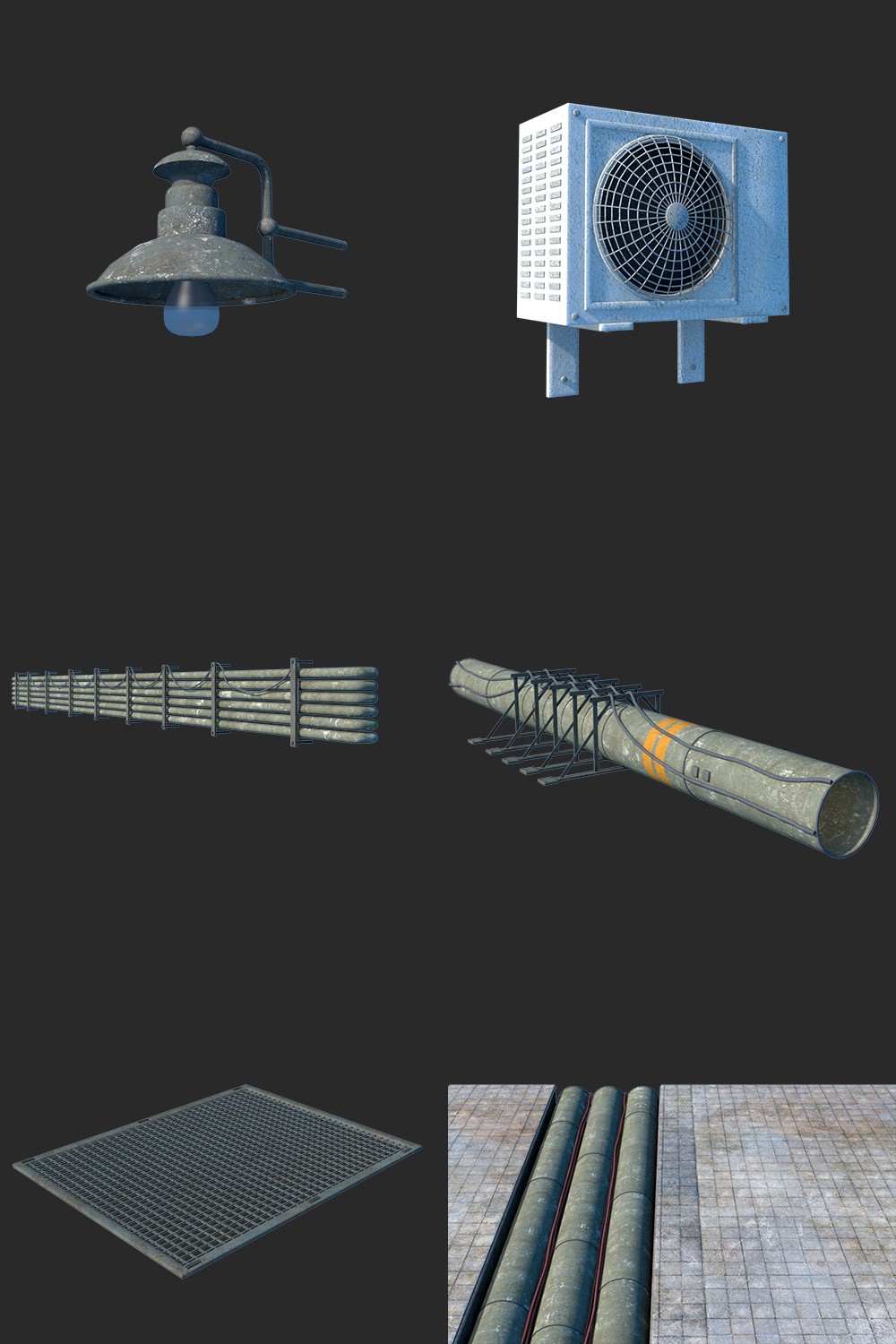 Courtyard with pipes for Daz Studio by N/A