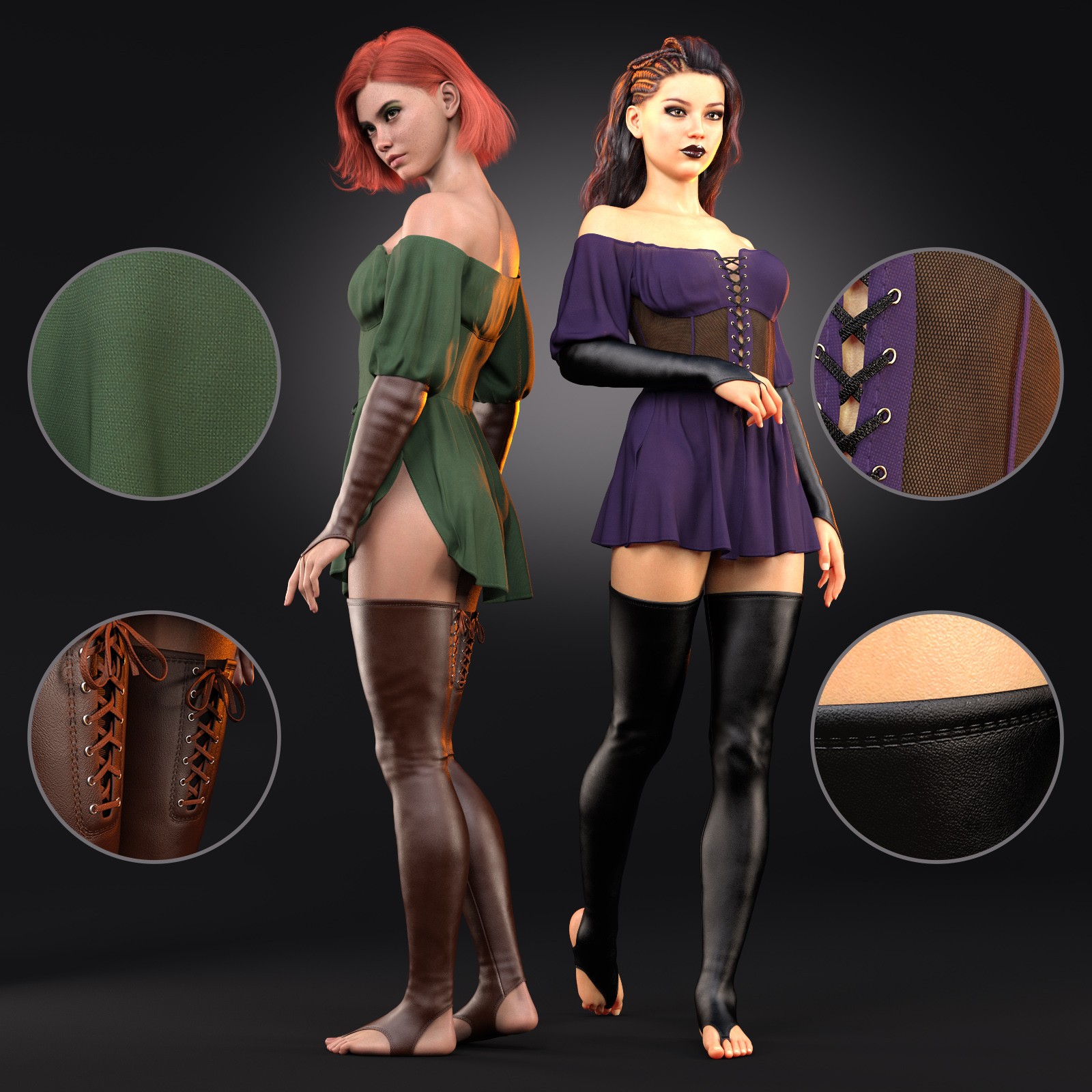 DTT Renaissance off-shoulder Dress Set for G8F and G9 by N/A