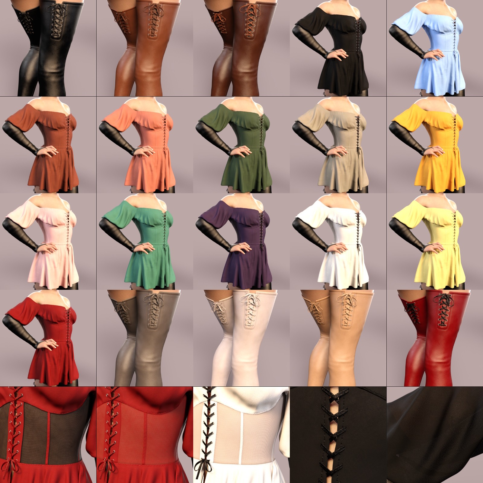 DTT Renaissance off-shoulder Dress Set for G8F and G9 by N/A