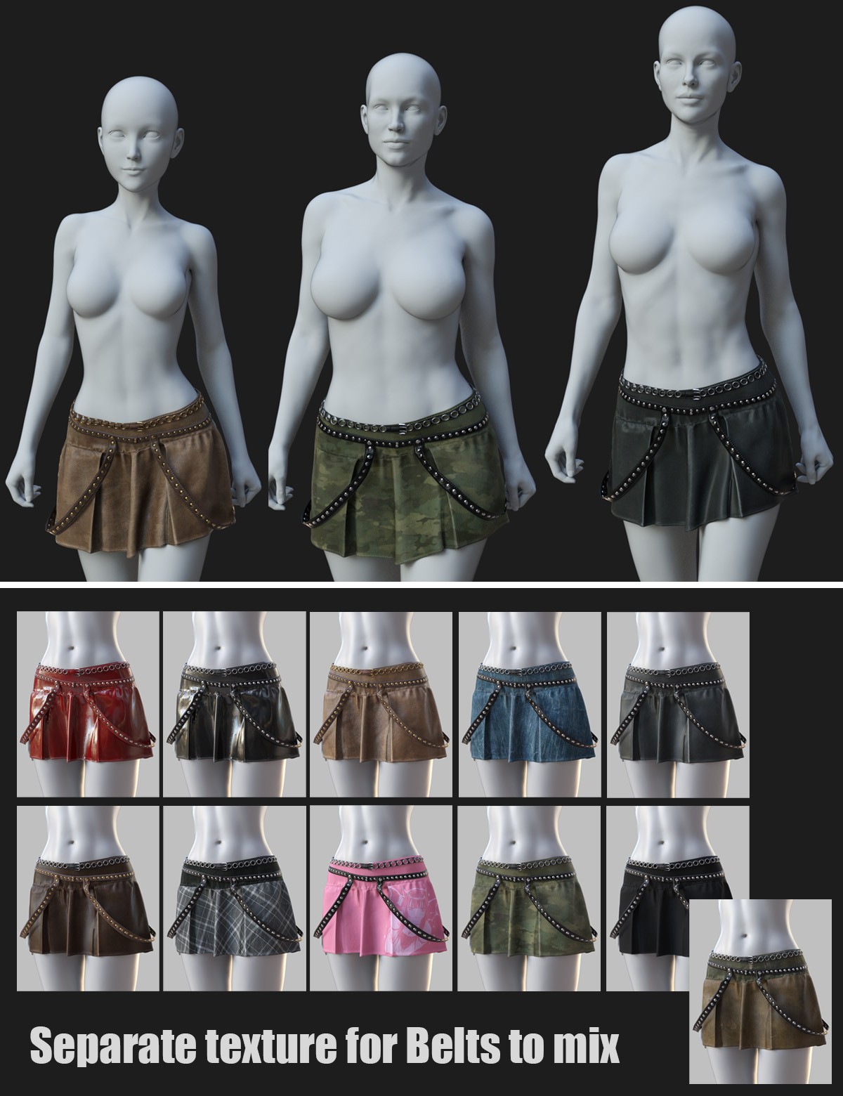 dForce Edgy Mini Skirt Genesis 8-8.1Female by N/A
