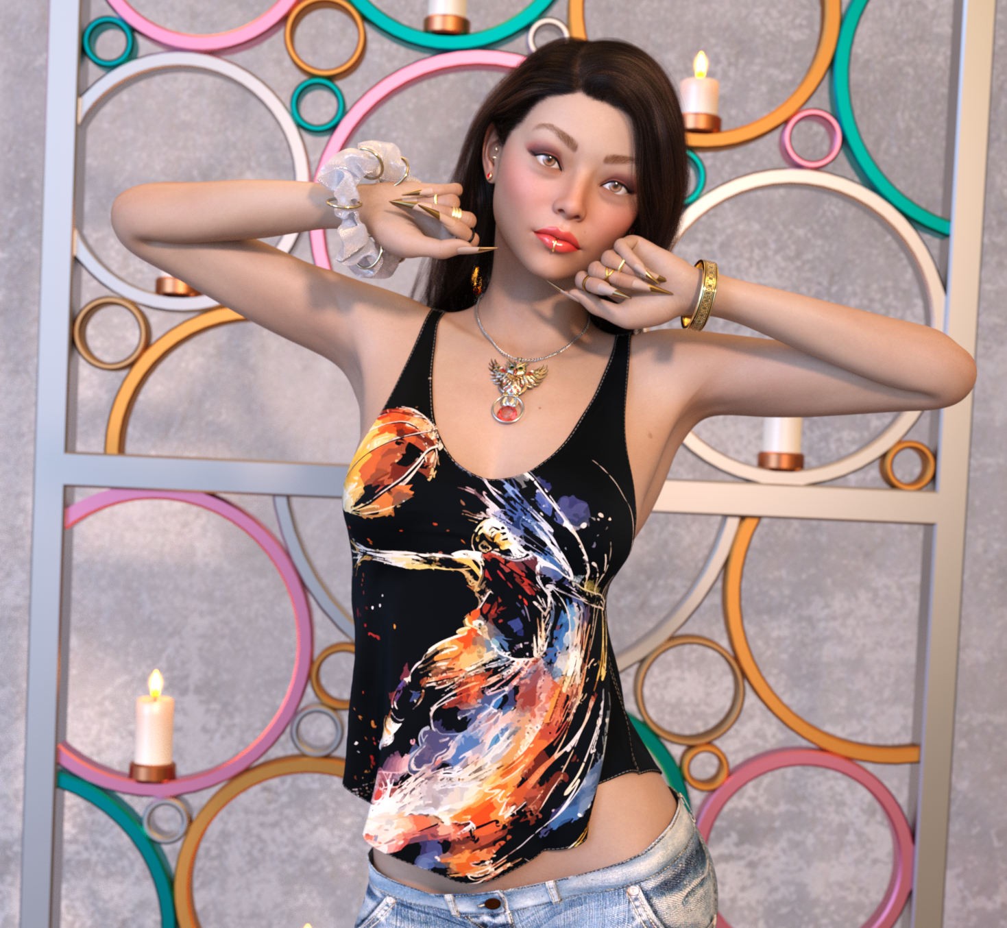 DA-Statements for dForce Loose Graphic Tank G8G8.1F G9 by Sveva by N/A
