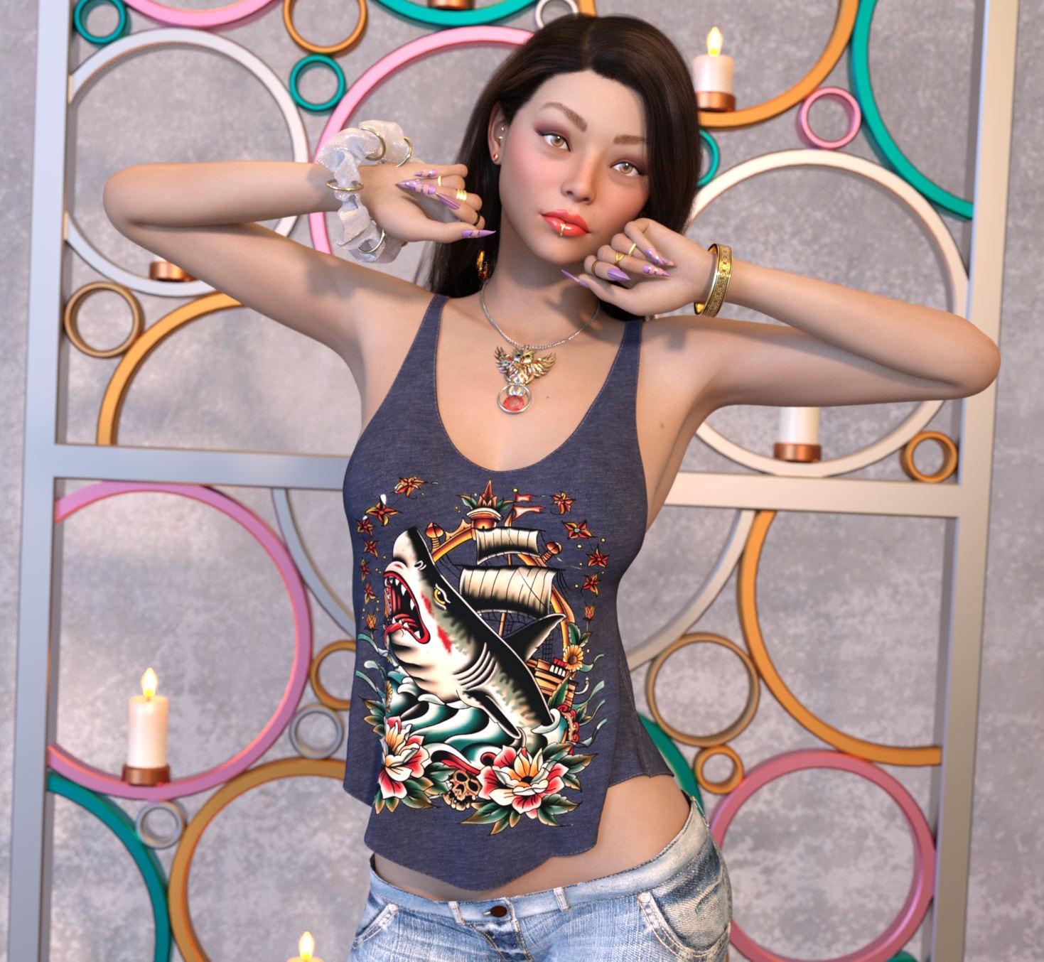 DA-Statements for dForce Loose Graphic Tank G8G8.1F G9 by Sveva by N/A
