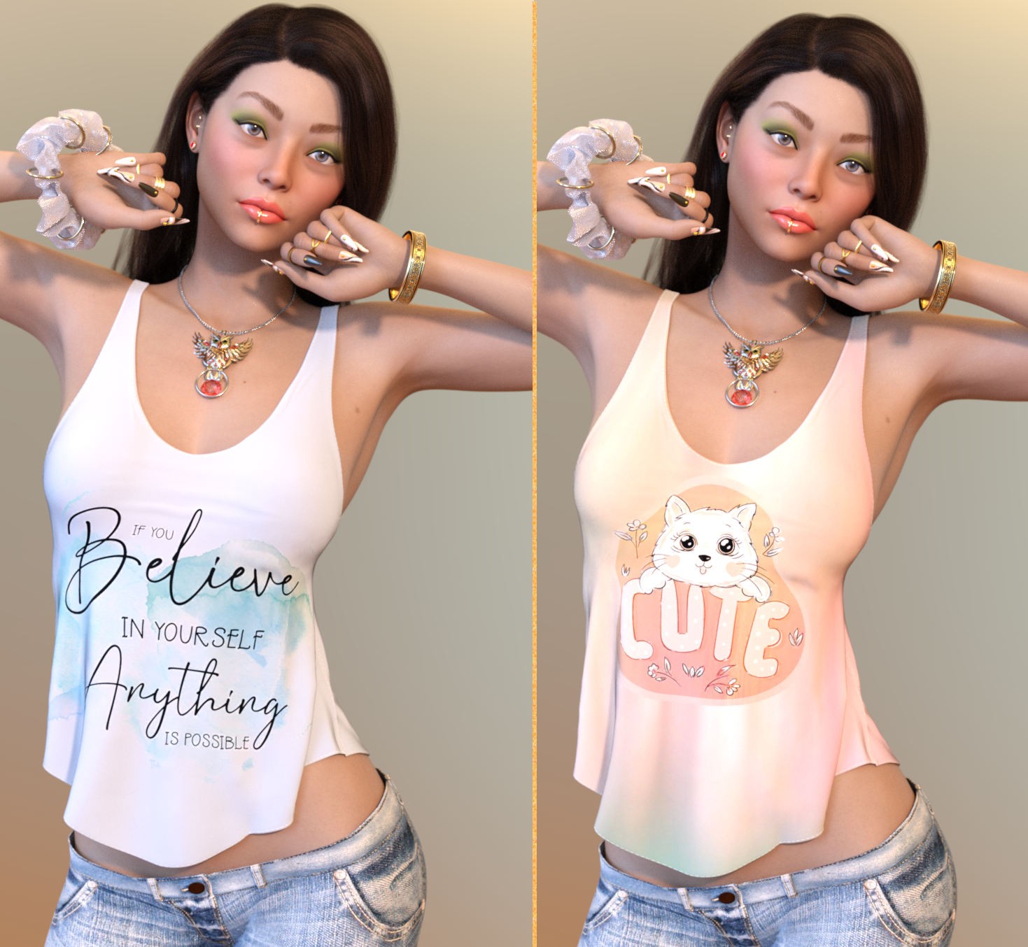 DA-Statements for dForce Loose Graphic Tank G8G8.1F G9 by Sveva by N/A