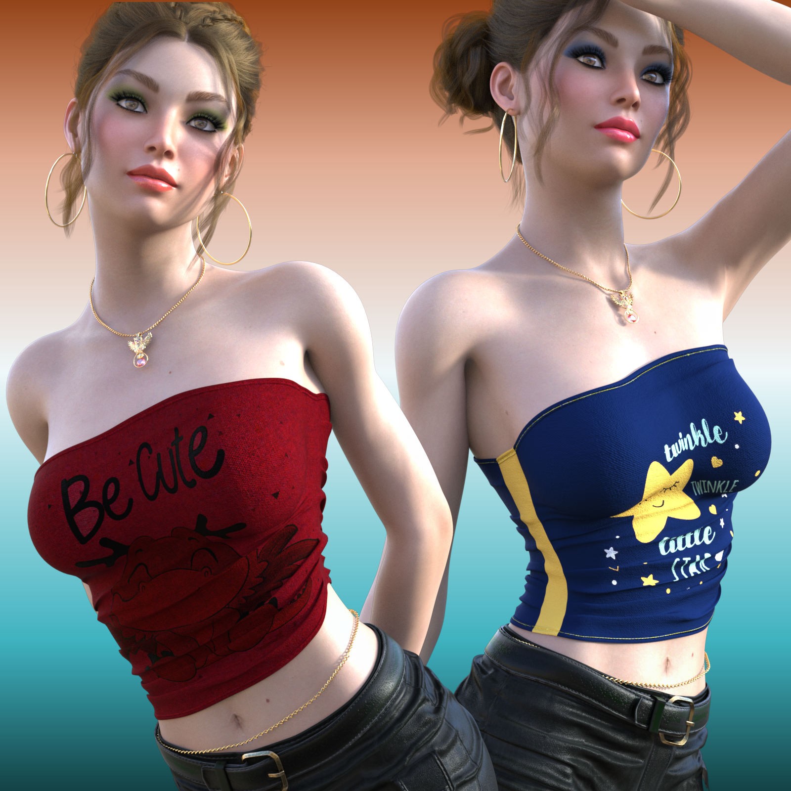 DA-Sweetheart for dForce Grunge Tube Top Genesis 8-8.1Female by lilflame by N/A