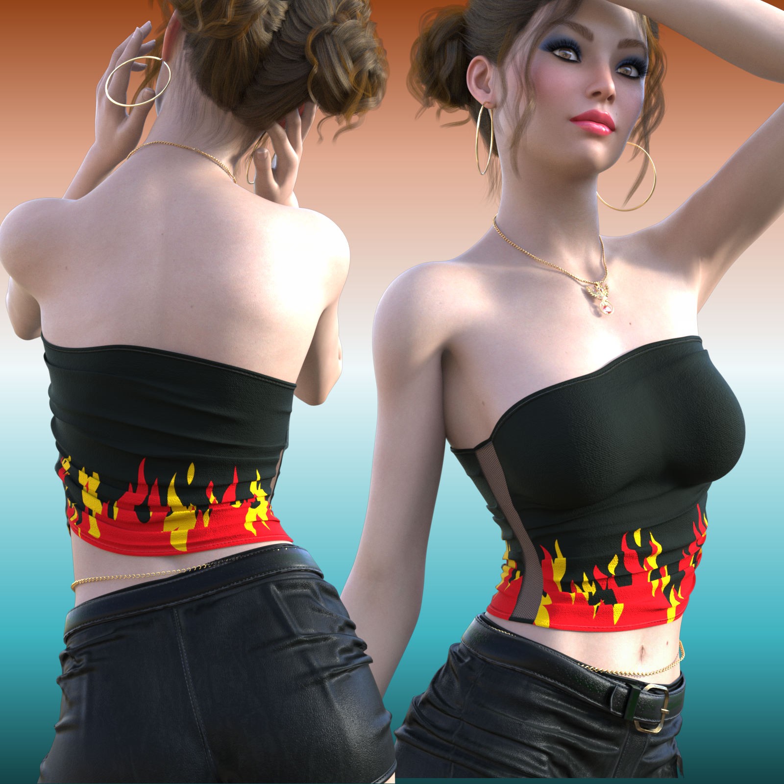 DA-Sweetheart for dForce Grunge Tube Top Genesis 8-8.1Female by lilflame by N/A