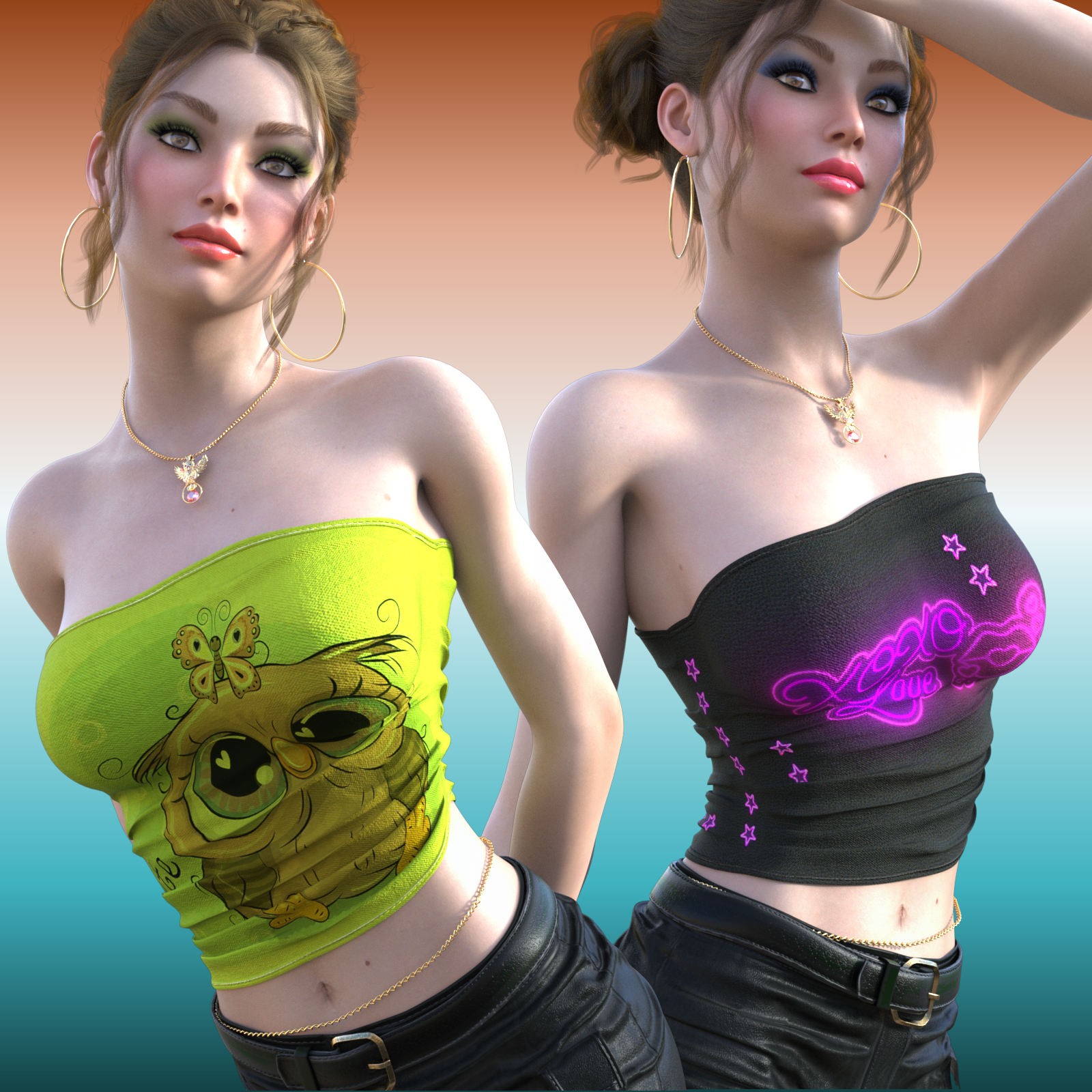 DA-Sweetheart for dForce Grunge Tube Top Genesis 8-8.1Female by lilflame by N/A