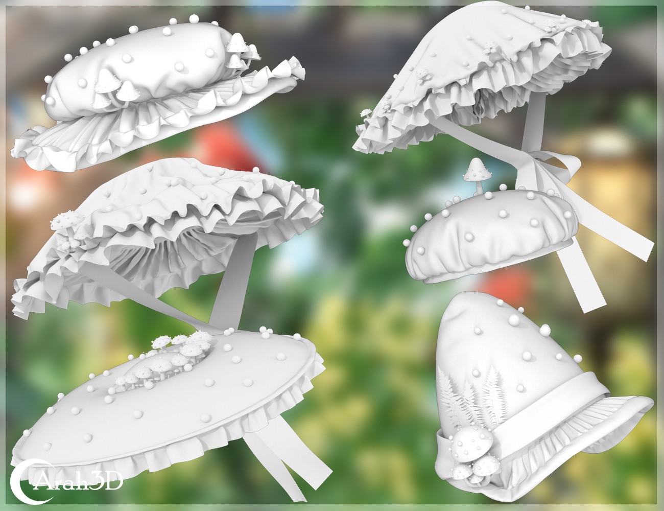 Arah3D Mushroom Hats for G8F and G9 by N/A