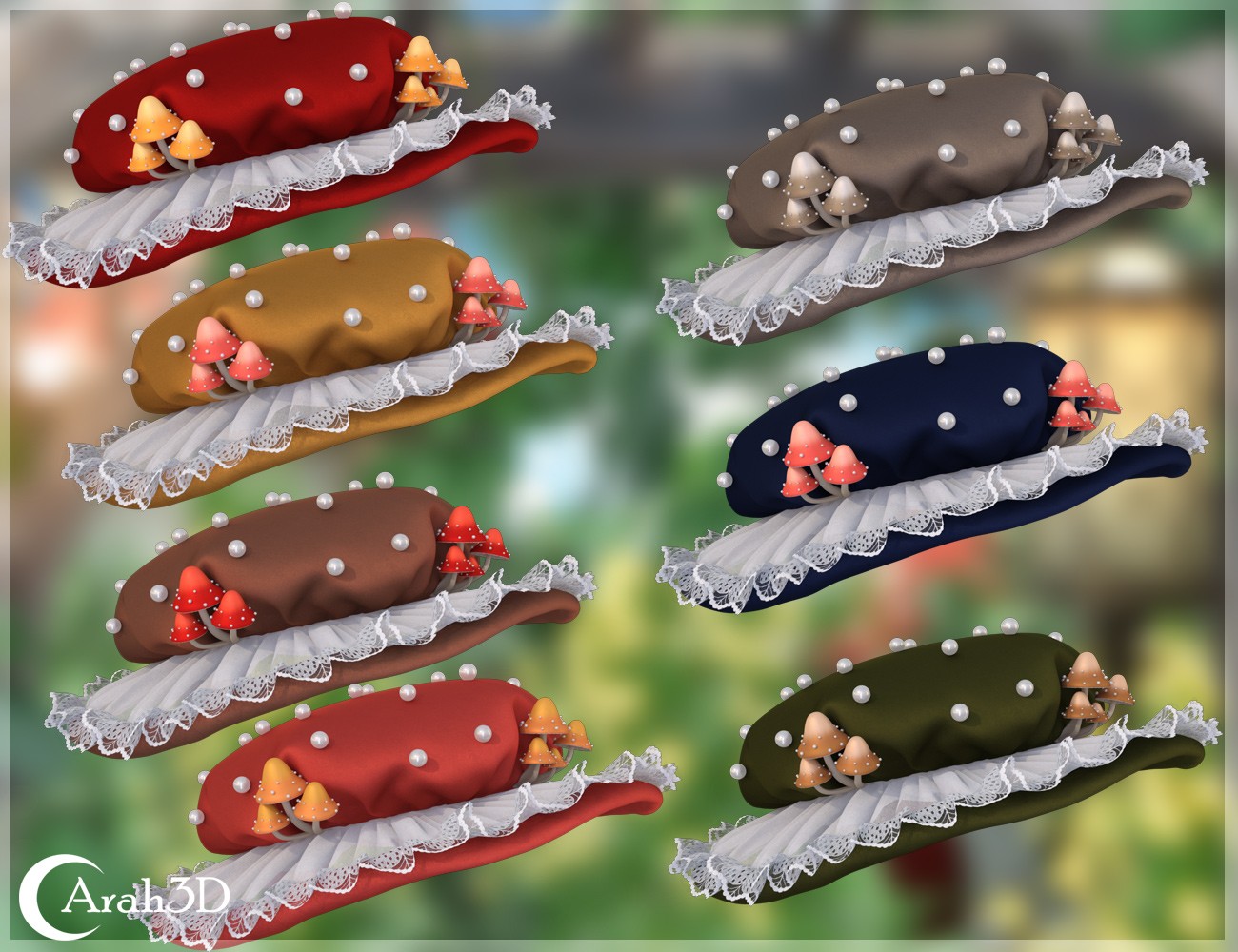 Arah3D Mushroom Hats for G8F and G9 by N/A