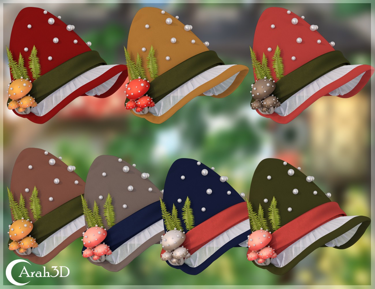 Arah3D Mushroom Hats for G8F and G9 by N/A