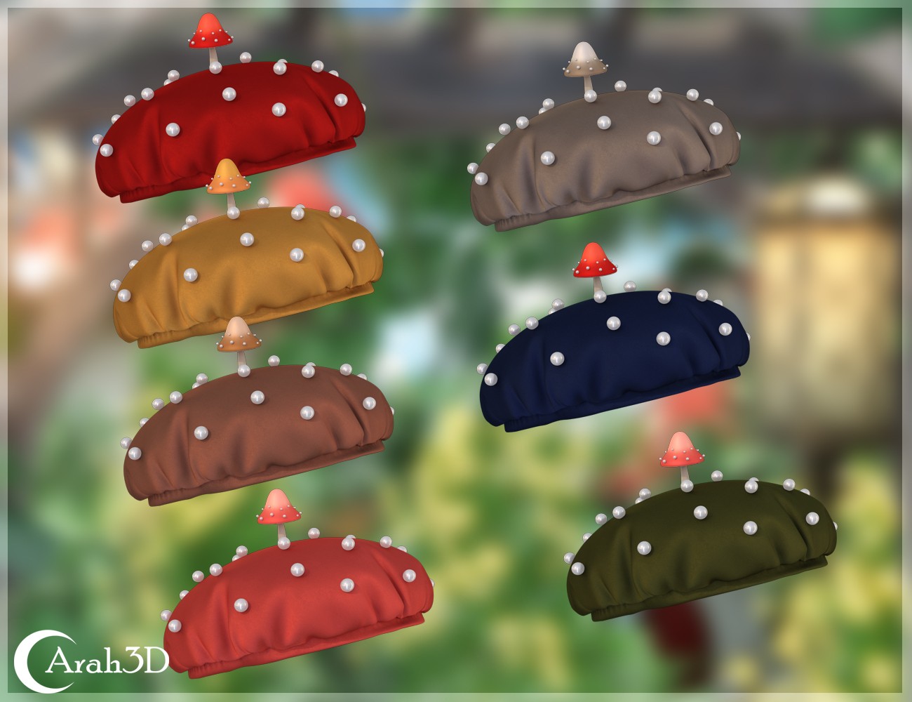 Arah3D Mushroom Hats for G8F and G9 by N/A