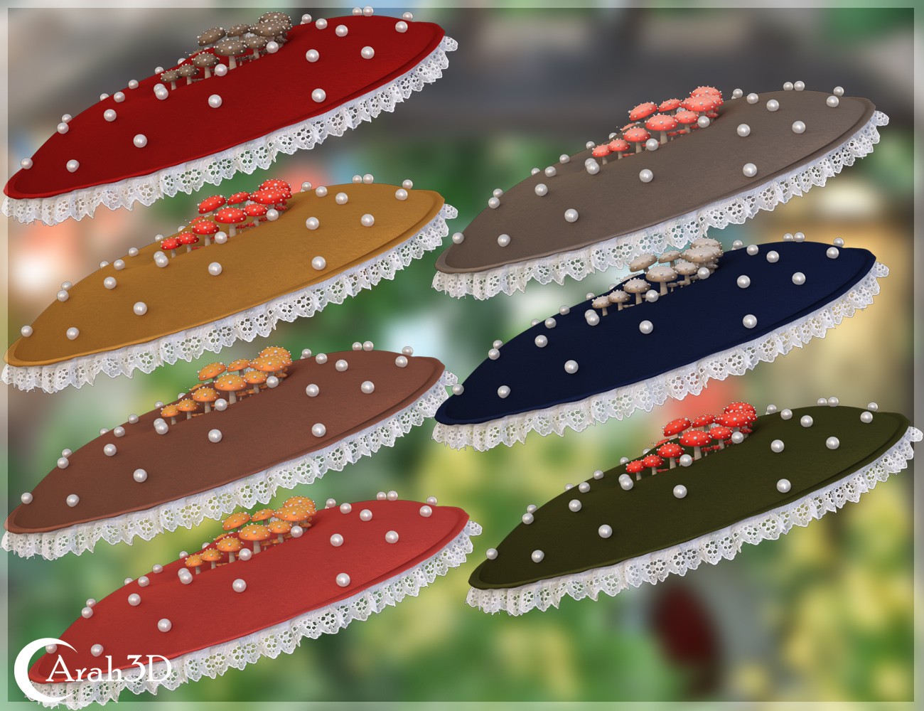 Arah3D Mushroom Hats for G8F and G9 by N/A