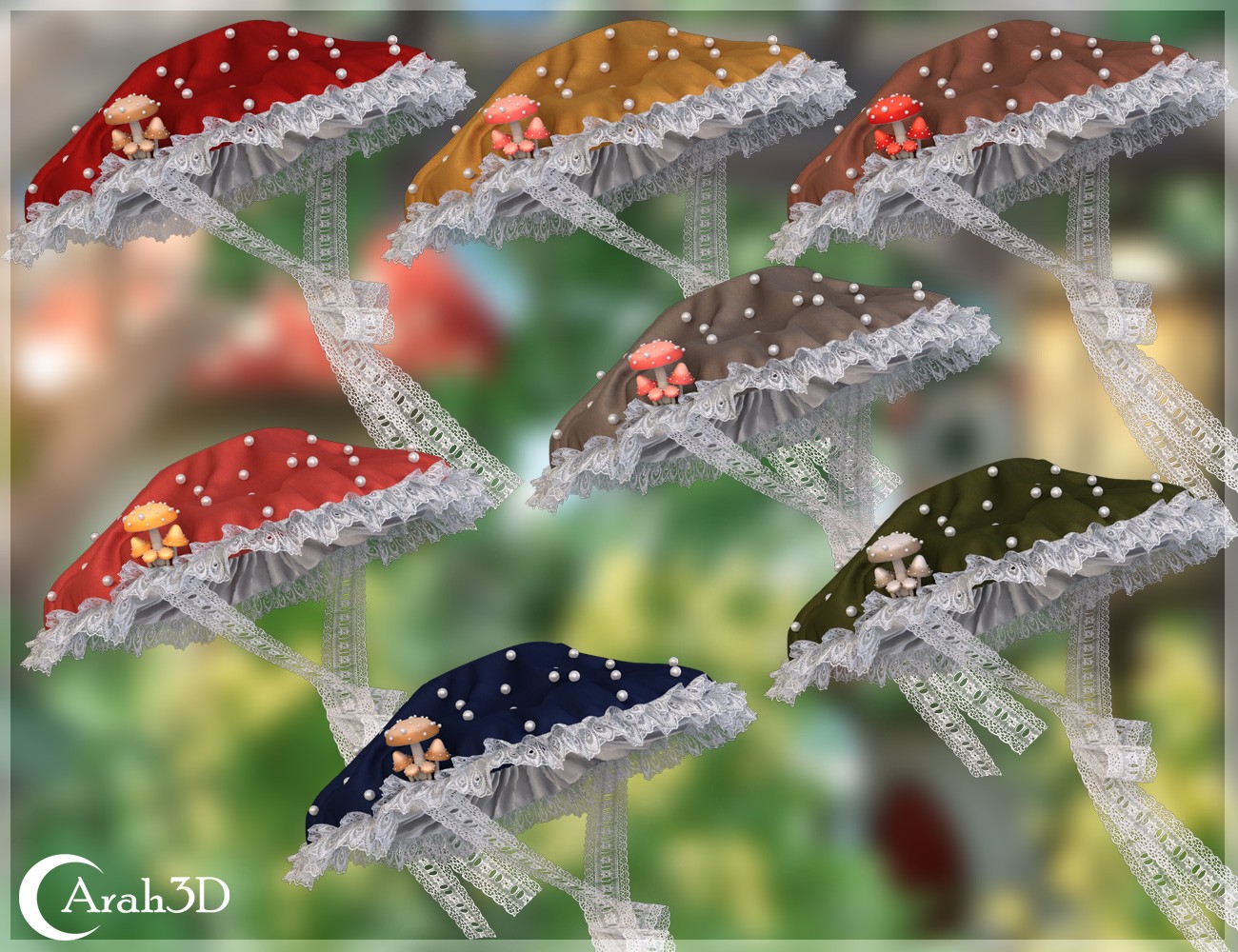 Arah3D Mushroom Hats for G8F and G9 by N/A