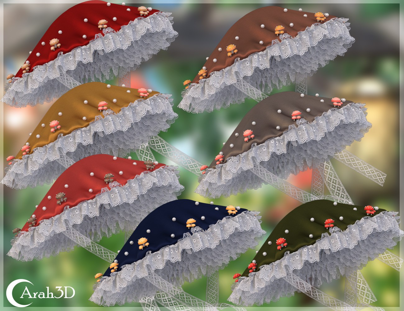 Arah3D Mushroom Hats for G8F and G9 by N/A