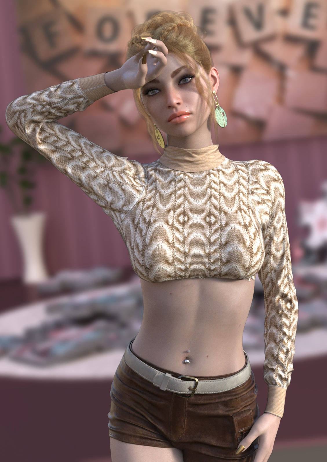 DA-Vanilla for dForce Cozy Cropped Sweater by Sveva by N/A