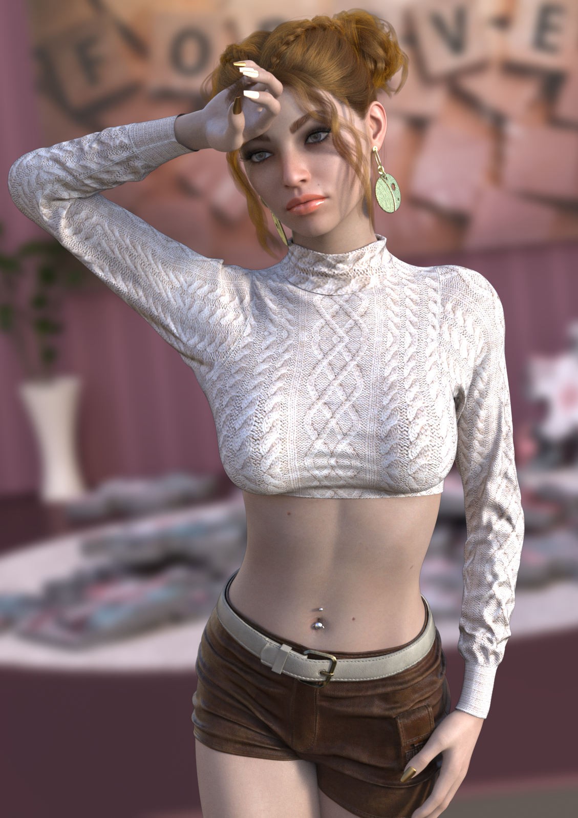 DA-Vanilla for dForce Cozy Cropped Sweater by Sveva by N/A