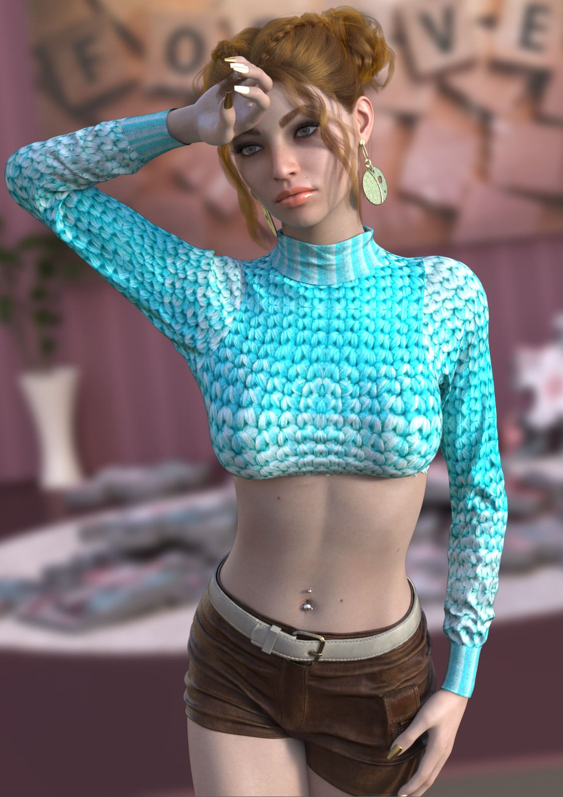DA-Vanilla for dForce Cozy Cropped Sweater by Sveva by N/A