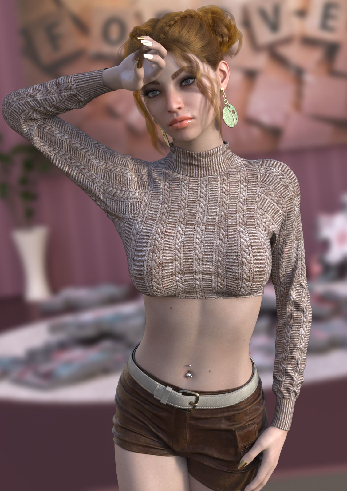 DA-Vanilla for dForce Cozy Cropped Sweater by Sveva by N/A