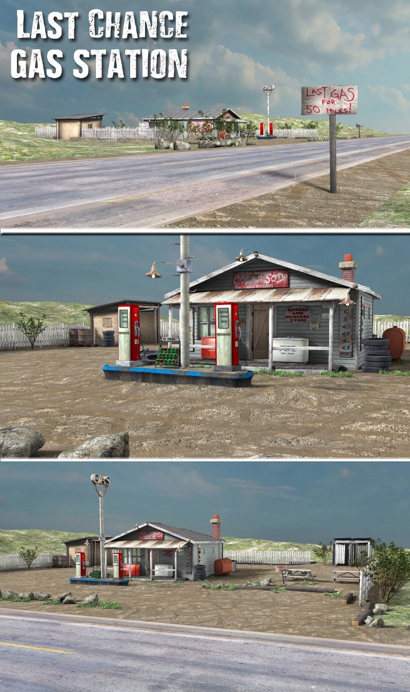 1stB Last Chance Gas Station iRay & 3DL by N/A