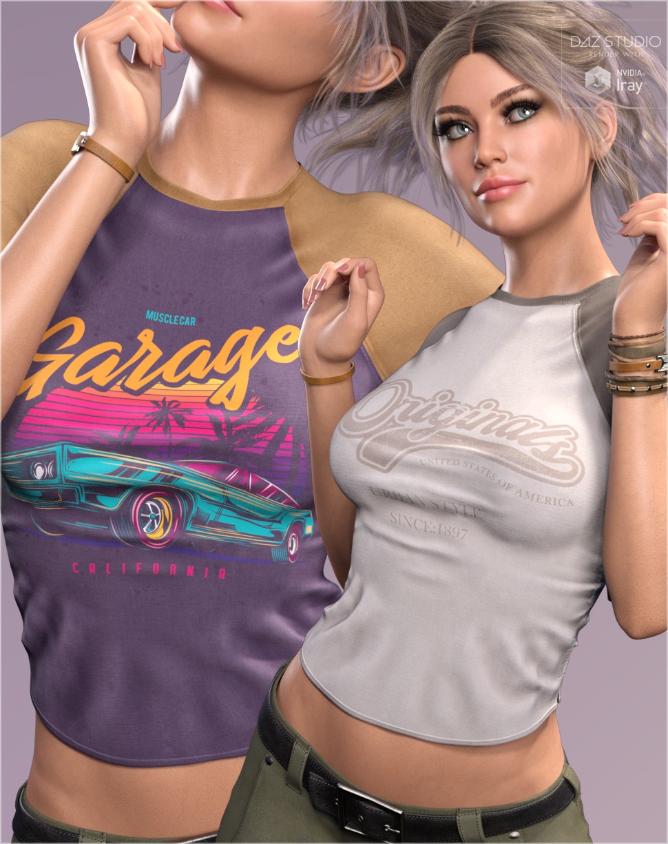 Trendy Textures for dForce 3 Quarter Sleeve Top by N/A