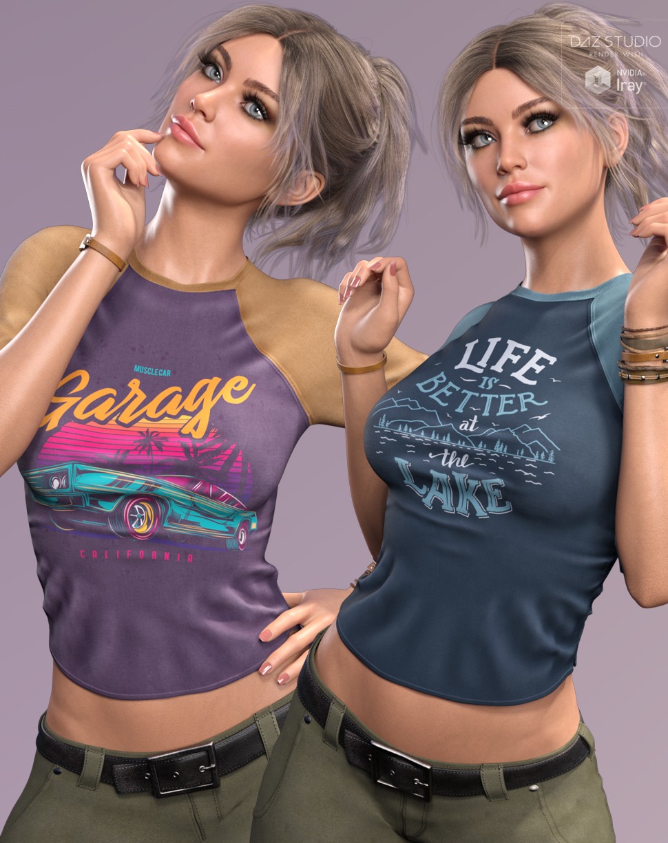 Trendy Textures for dForce 3 Quarter Sleeve Top by N/A